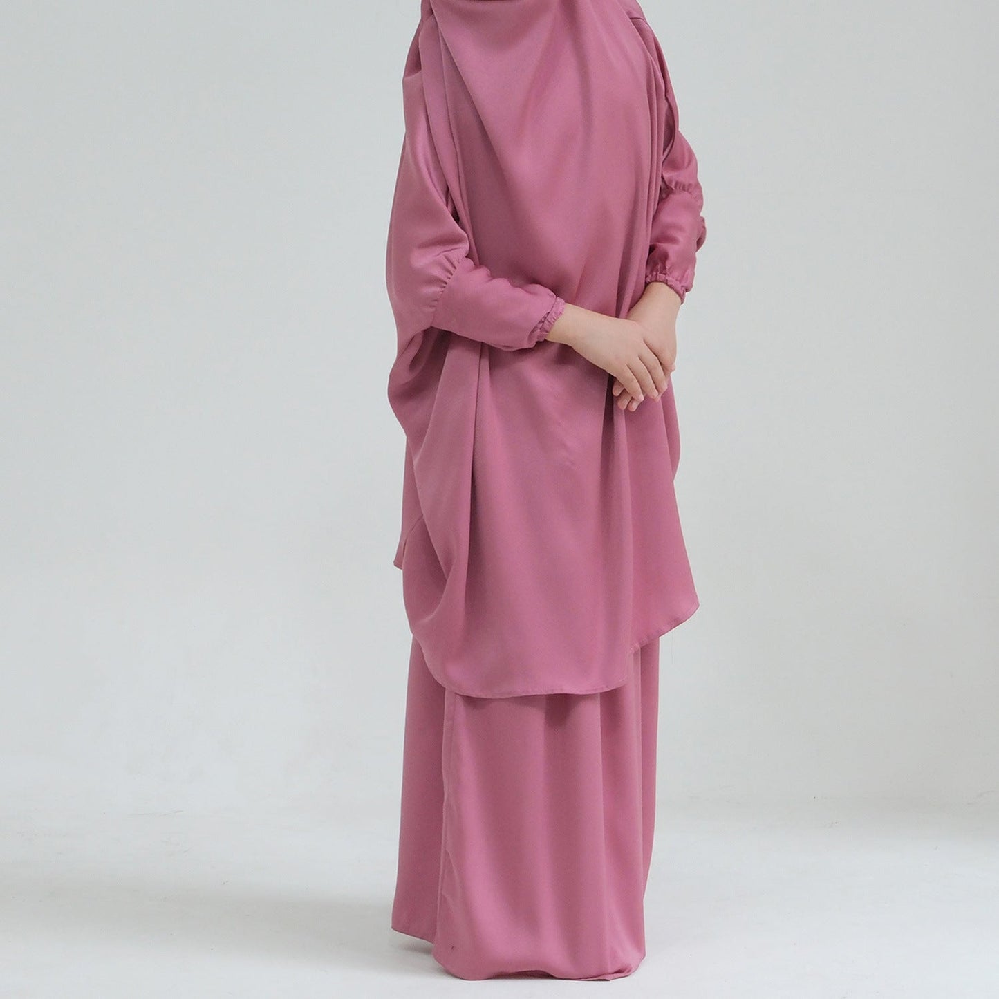 Middle Eastern Big Swing Solid Colour Children's Prayer Dress, Kids' Abaya Set, Girls' Prayer Dress