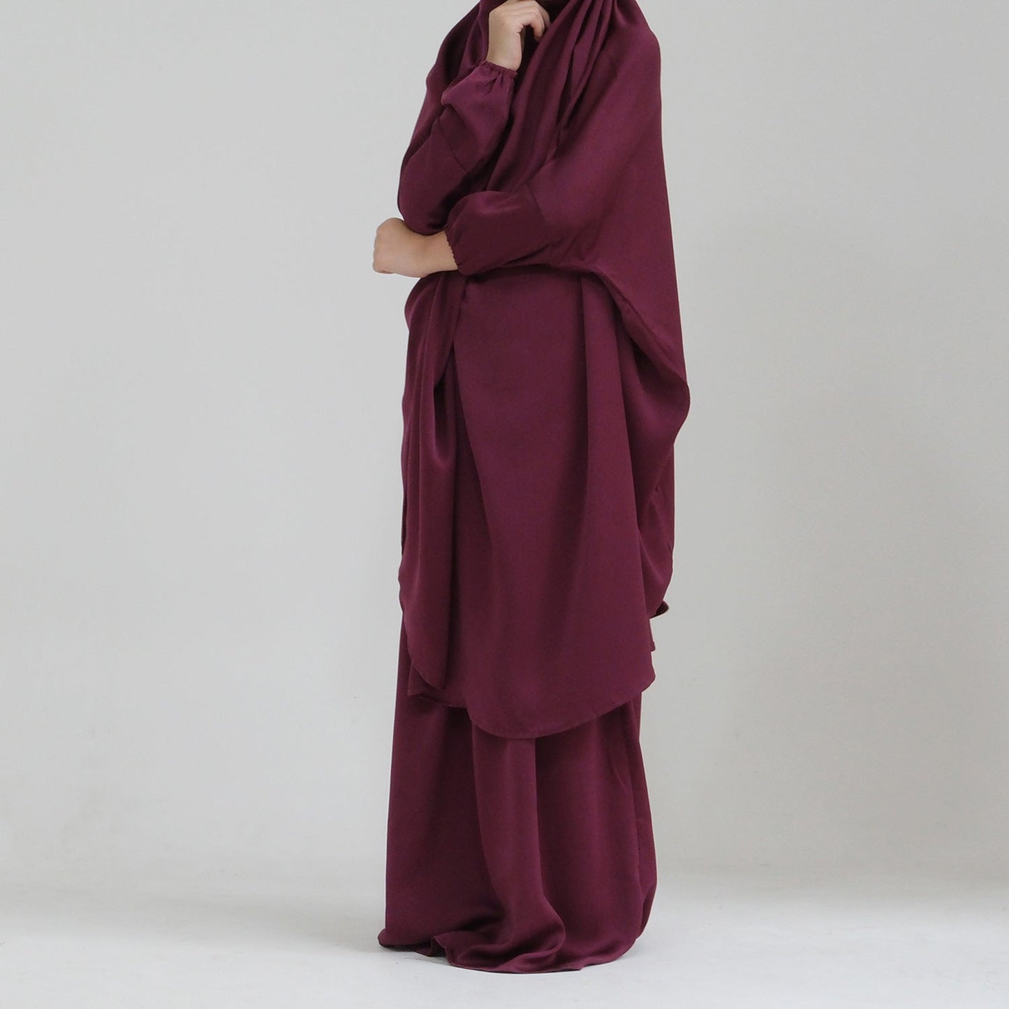Middle Eastern Big Swing Solid Colour Children's Prayer Dress, Kids' Abaya Set, Girls' Prayer Dress