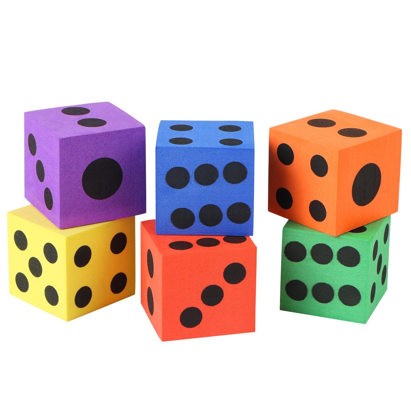 Midelong Foam Dice Set – 1.5-Inch Colorful Foam Dice, Pack of 6 for Math Games