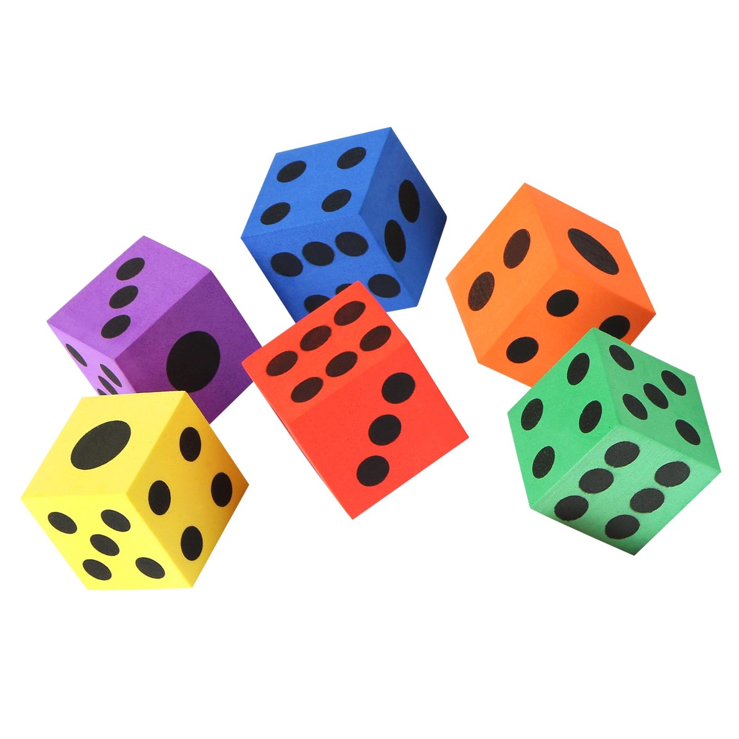 Midelong Foam Dice Set – 1.5-Inch Colorful Foam Dice, Pack of 6 for Math Games