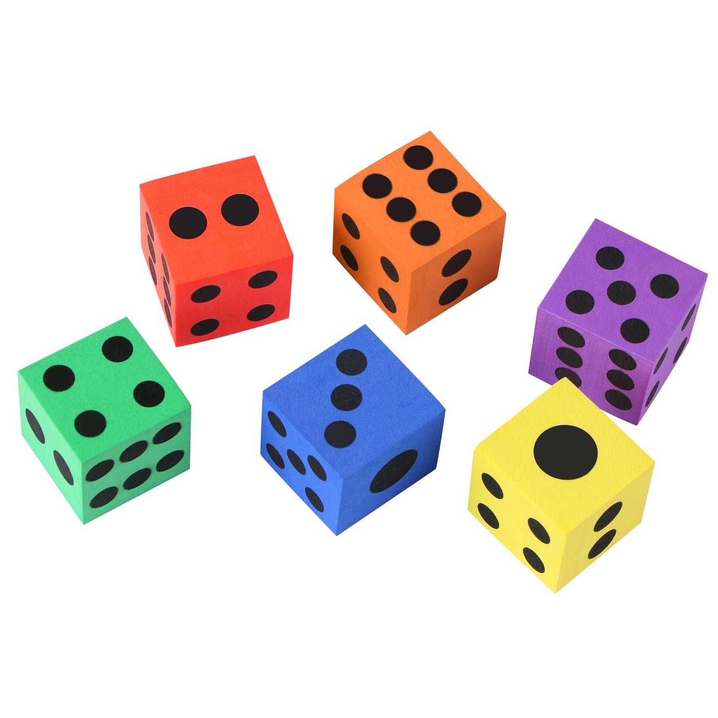 Midelong Foam Dice Set – 1.5-Inch Colorful Foam Dice, Pack of 6 for Math Games