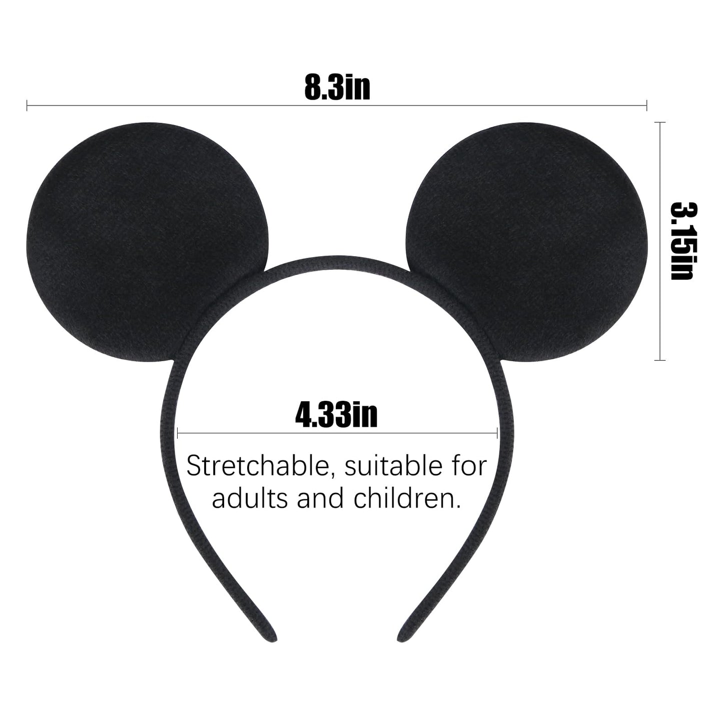 MIDELONG Mouse Ears Headbands (Black) – Party Favors Pack of 2 for Kids & Adults