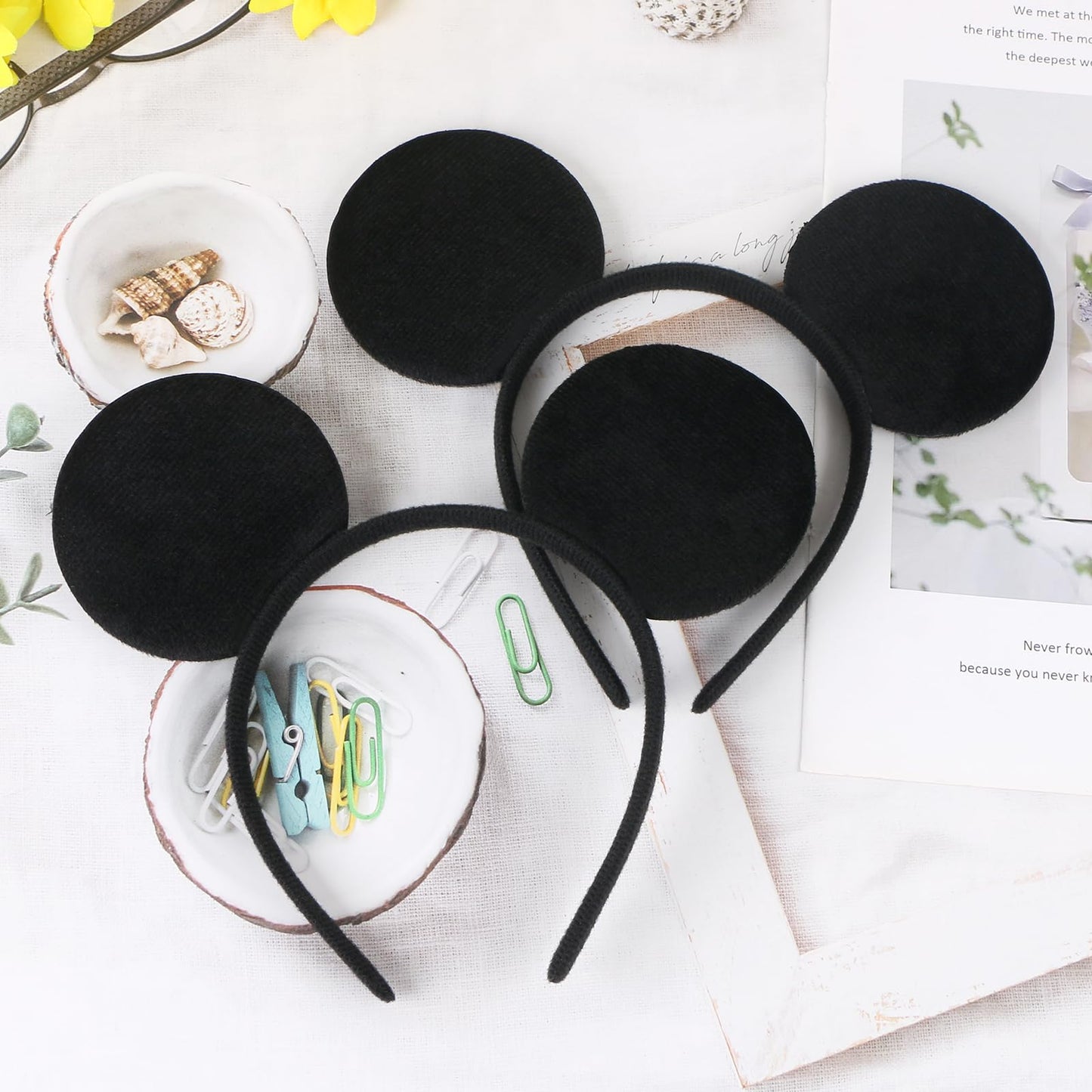 MIDELONG Mouse Ears Headbands (Black) – Party Favors Pack of 2 for Kids & Adults