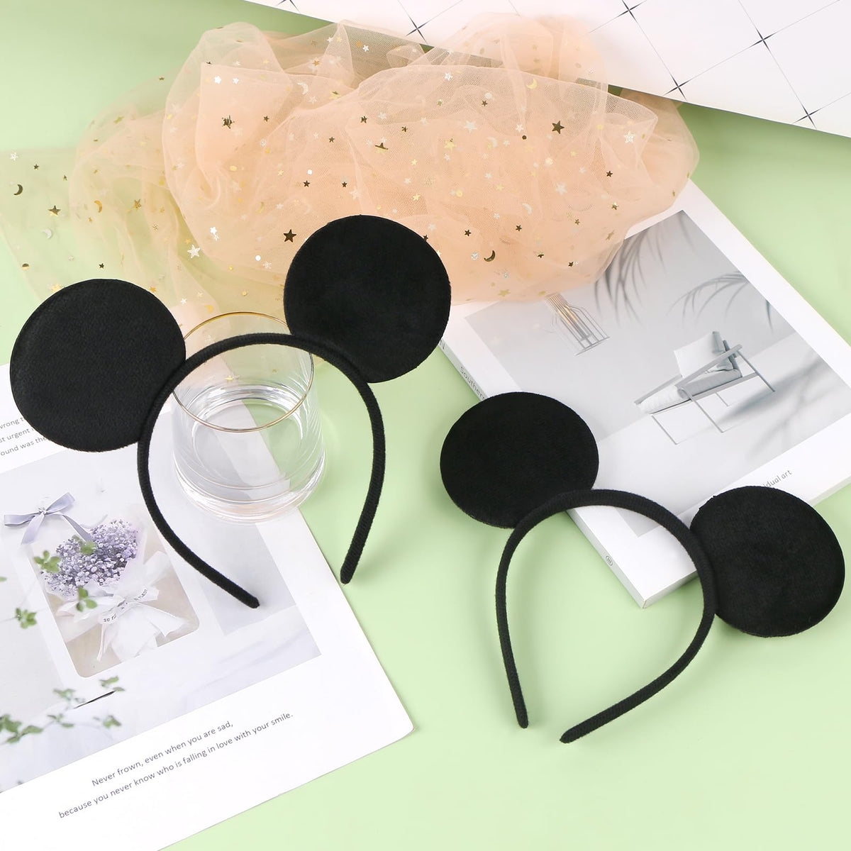 MIDELONG Mouse Ears Headbands (Black) – Party Favors Pack of 2 for Kids & Adults
