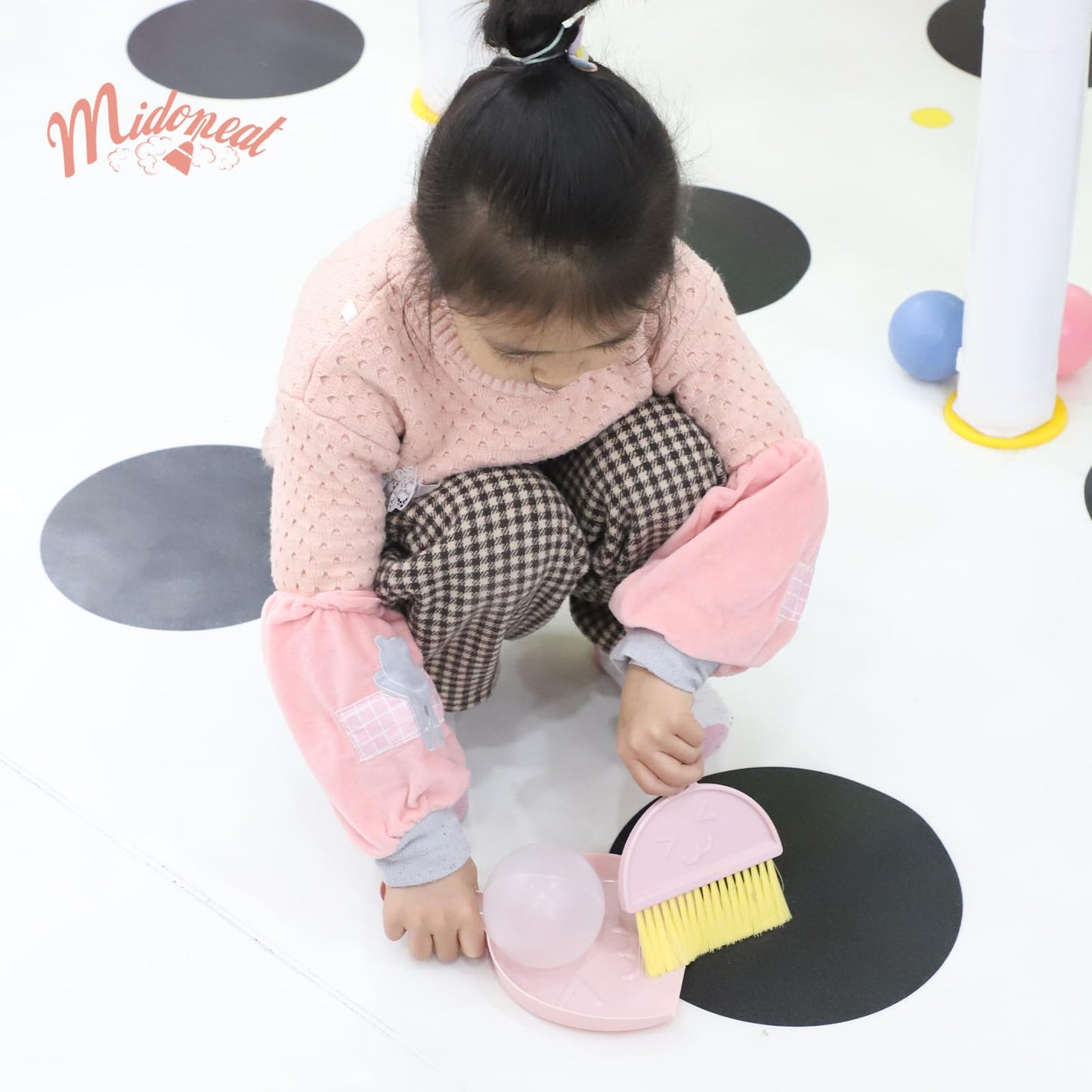 Midoneat Kids Cleaning Toy Set Pink – 6pc Pretend Play Broom, Mop & Dustpan