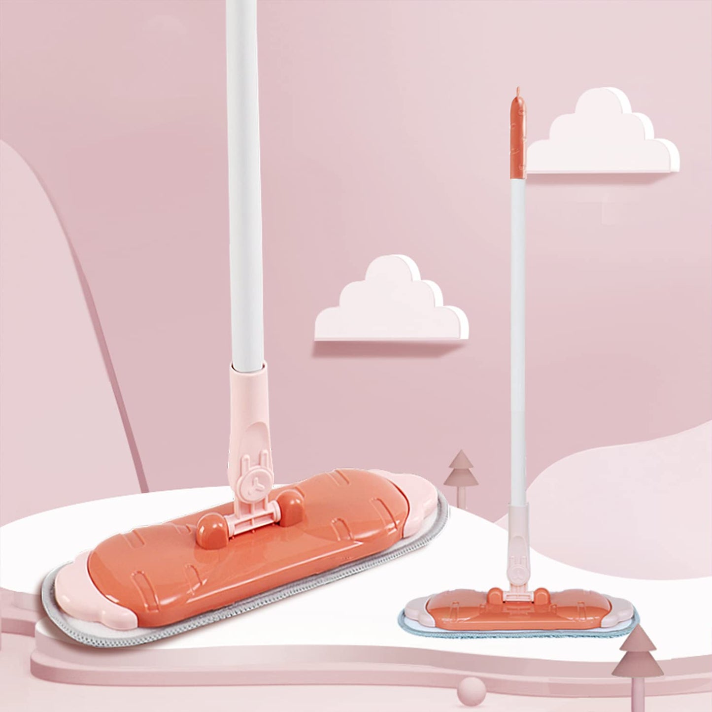 Midoneat Kids Cleaning Toy Set Pink – 6pc Pretend Play Broom, Mop & Dustpan