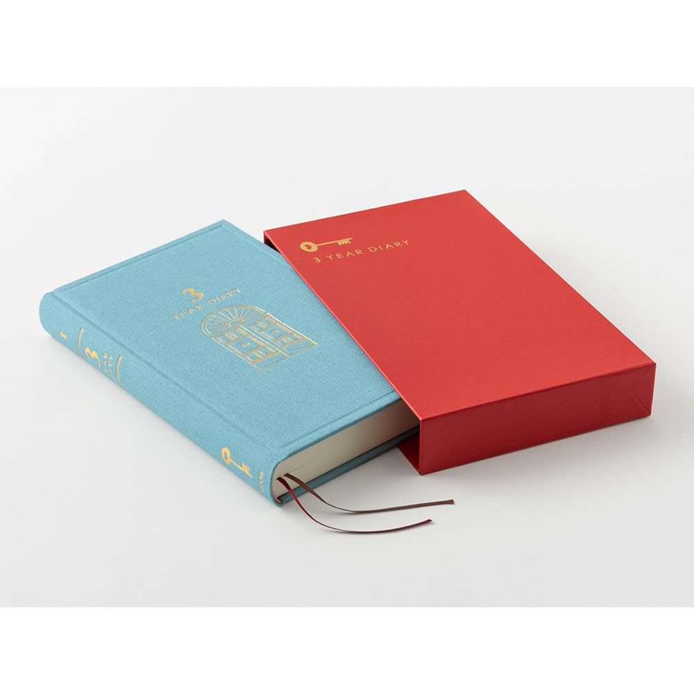 Midori Phil Design Three Years Diary – 3-Year Daily Record with Light Blue Case