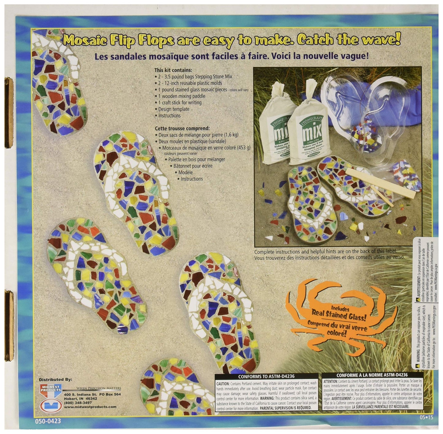 Midwest Products Mosaic Flip Flop Stepping Stone Kit | DIY Garden Decor