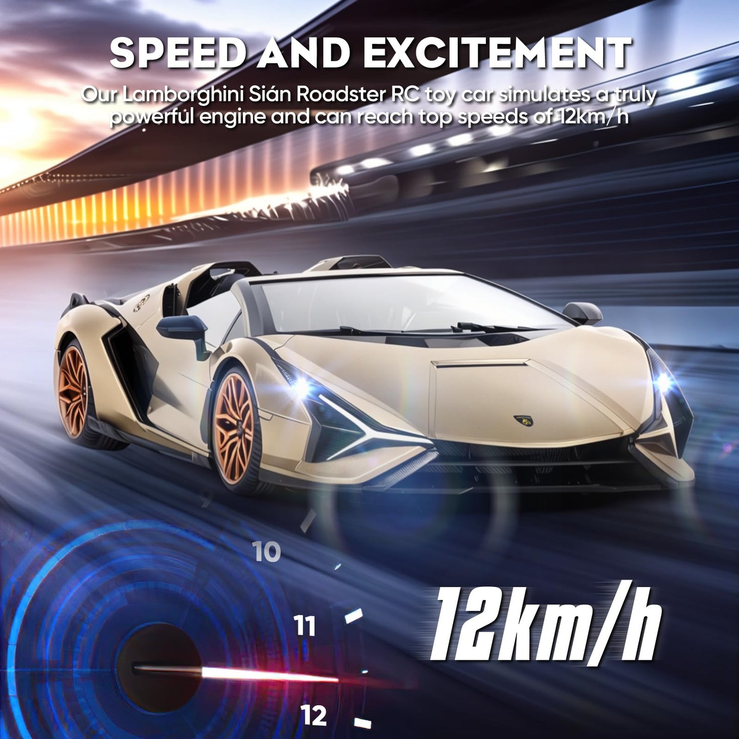 MIEBELY Lamborghini RC Car 1:16 Scale — Officially Licensed, 12 km/h, 2.4GHz