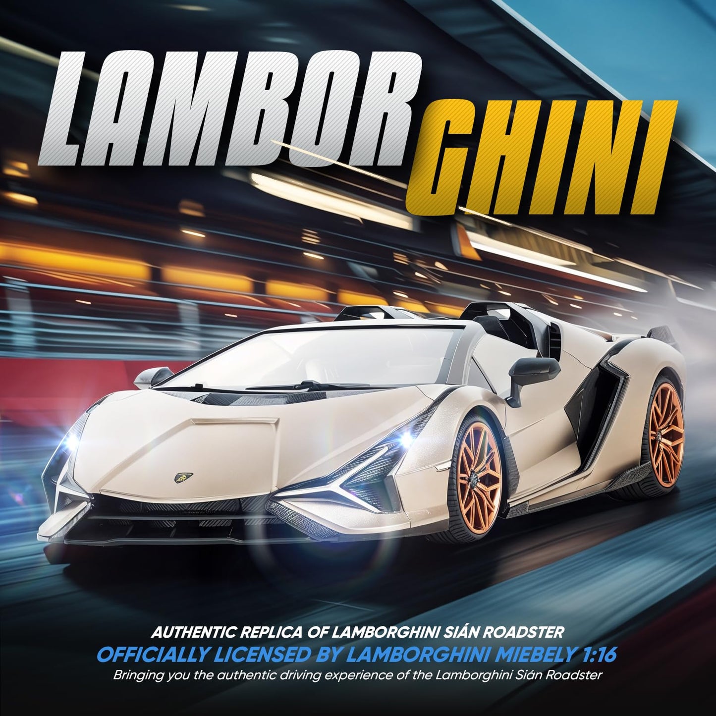 MIEBELY Lamborghini RC Car 1:16 Scale — Officially Licensed, 12 km/h, 2.4GHz