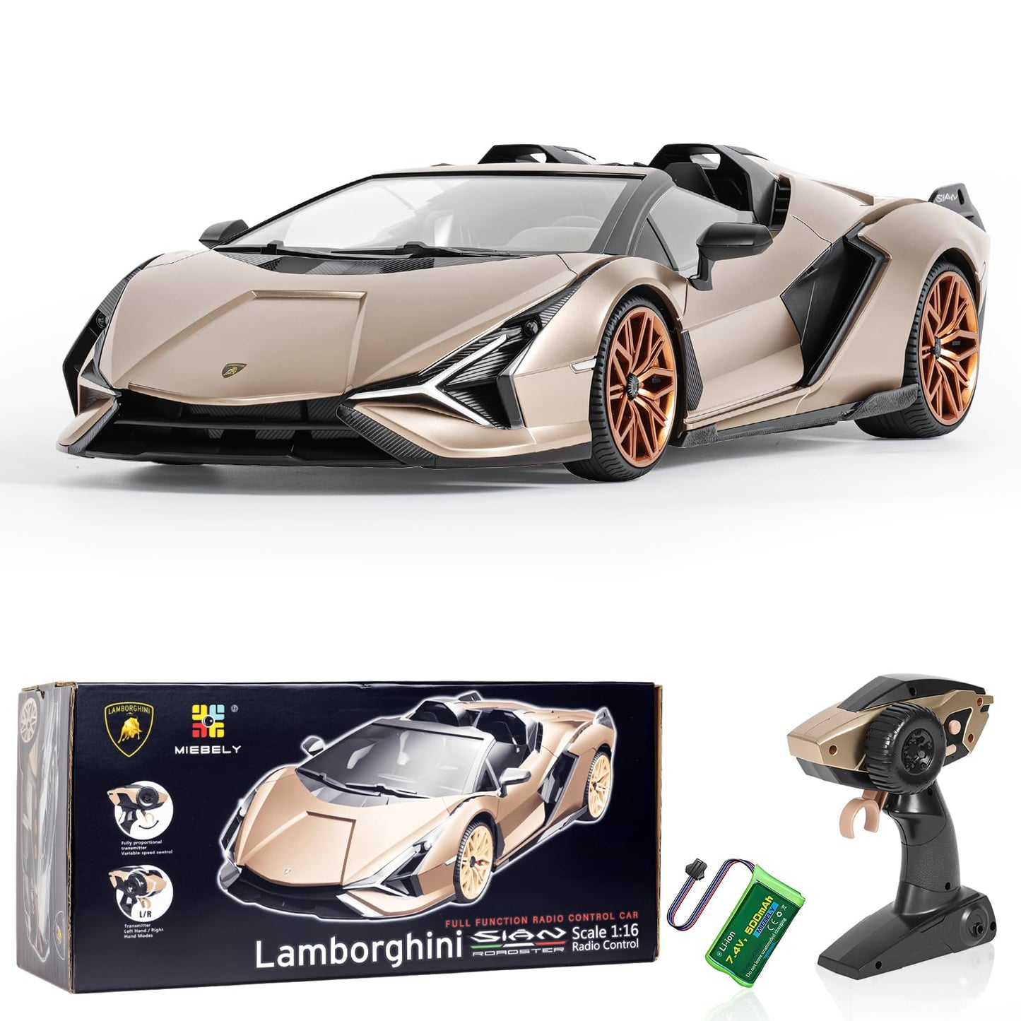 MIEBELY Lamborghini RC Car 1:16 Scale — Officially Licensed, 12 km/h, 2.4GHz