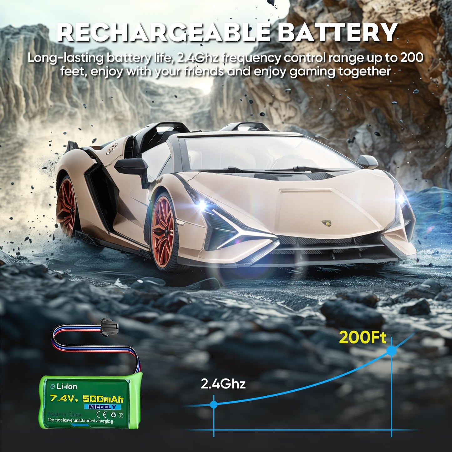 MIEBELY Lamborghini RC Car 1:16 Scale — Officially Licensed, 12 km/h, 2.4GHz