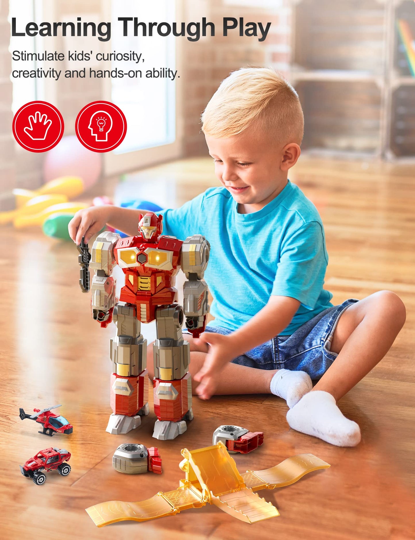 MIEBELY Transforming Toys: Magnetic Dinosaur Robot Action Figures | Mecha, Dinosaur & Runway Transformations