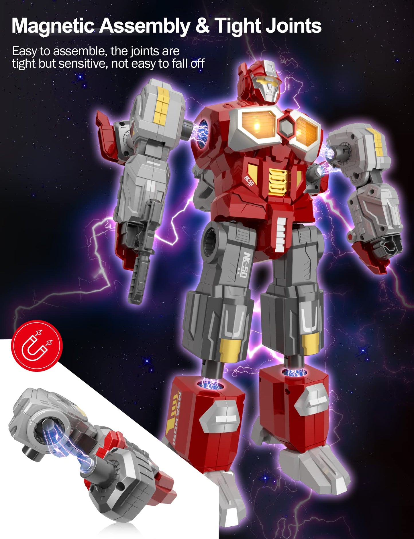 MIEBELY Transforming Toys: Magnetic Dinosaur Robot Action Figures | Mecha, Dinosaur & Runway Transformations