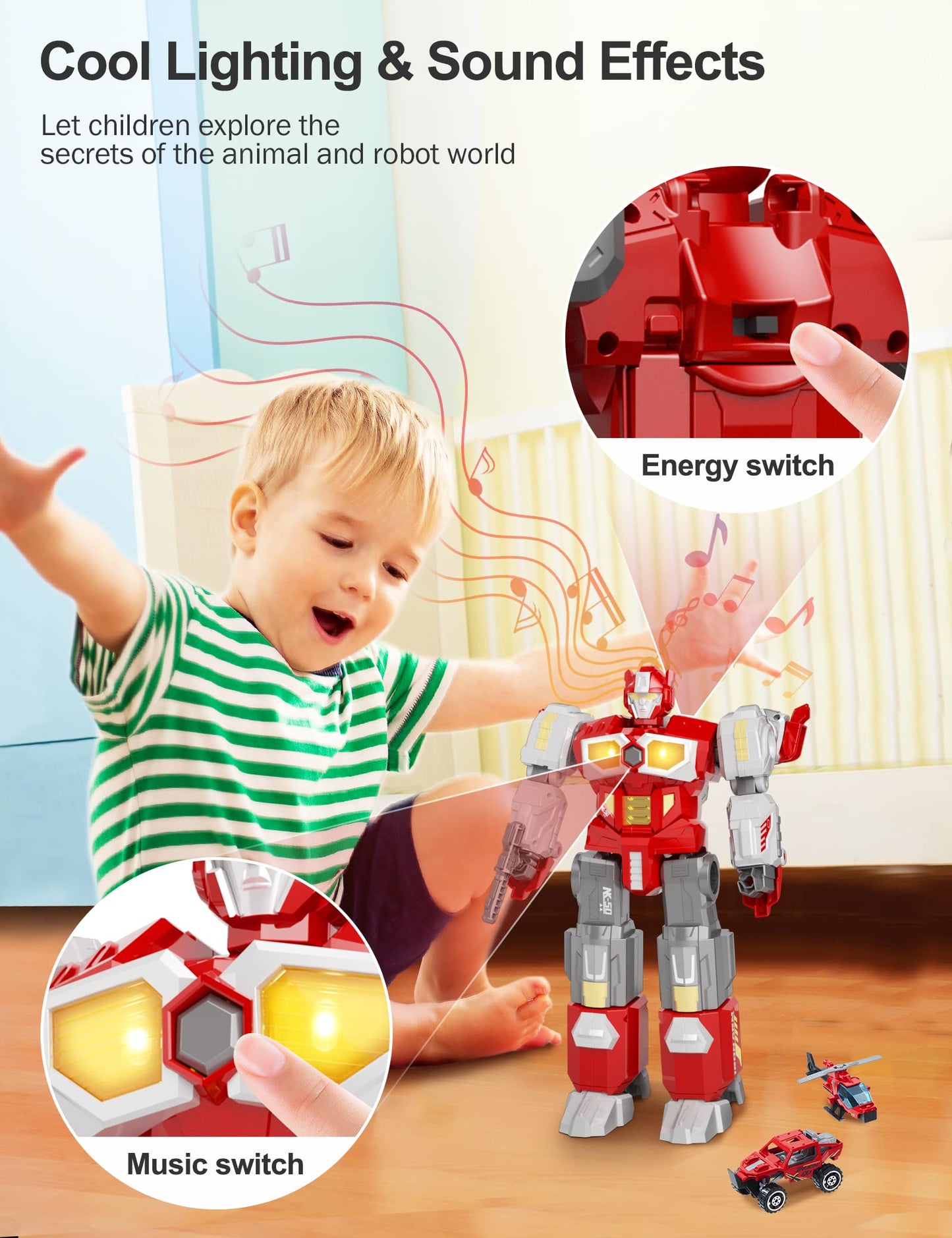 MIEBELY Transforming Toys: Magnetic Dinosaur Robot Action Figures | Mecha, Dinosaur & Runway Transformations