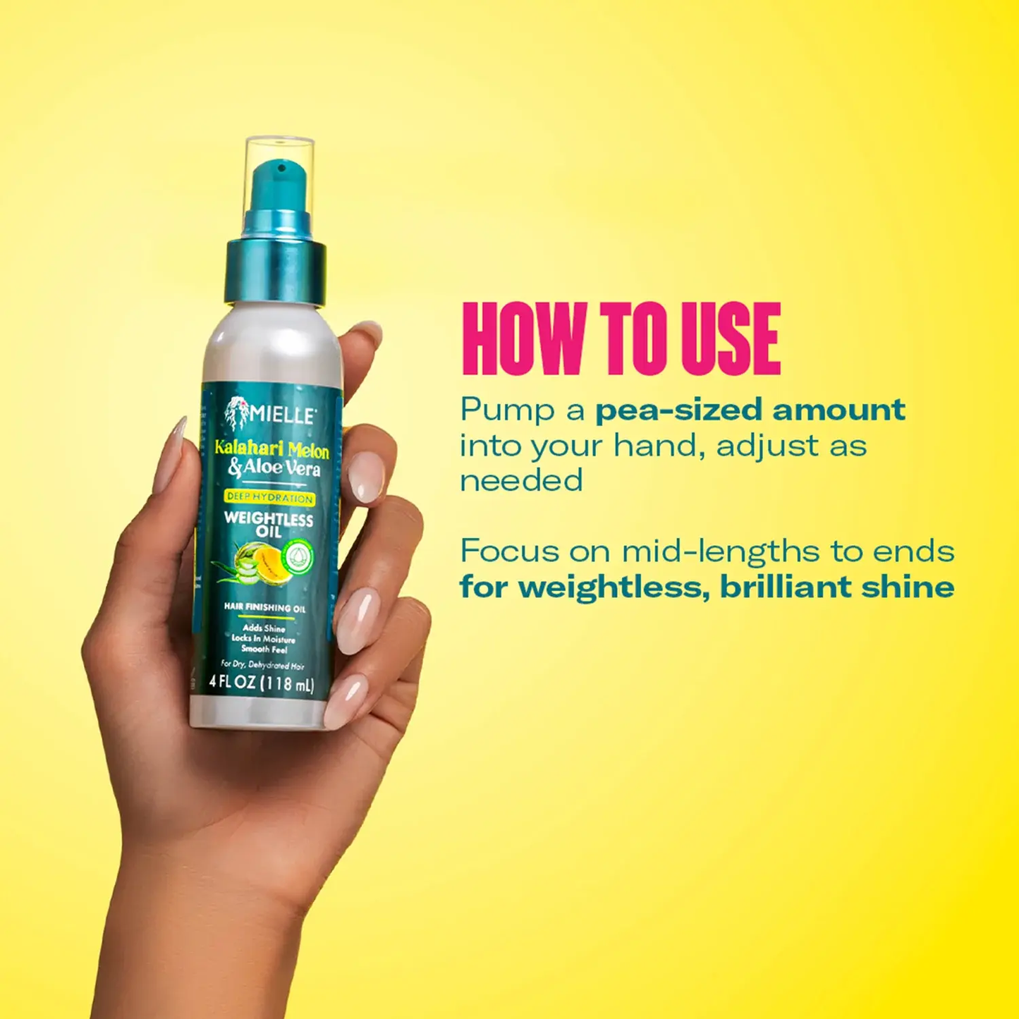 Mielle Kalahari Melon & Aloe Vera Deep Hydration Weightless Oil Moisture & Shine for Dry Hair 118 ml/4.0 oz