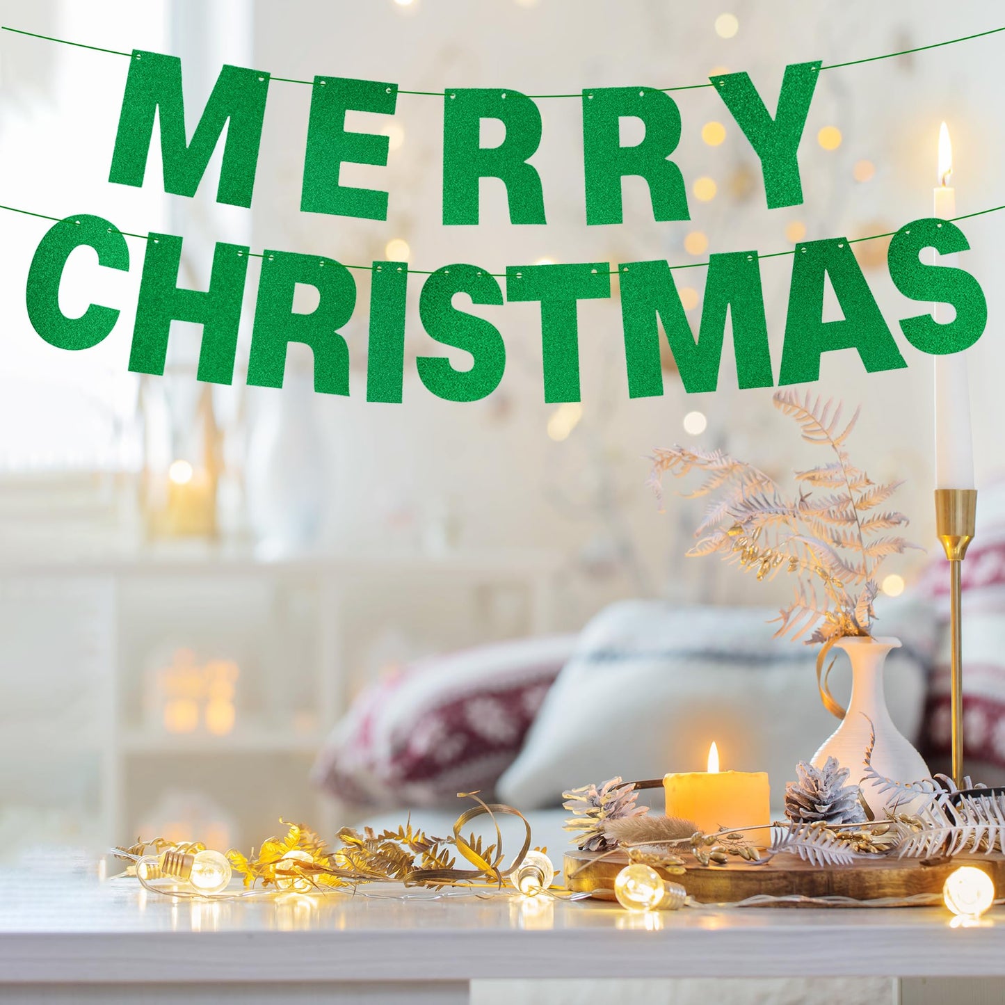 mifengda Green Glitter DIY Banner Kit — Customizable Letters for Birthday & Graduation