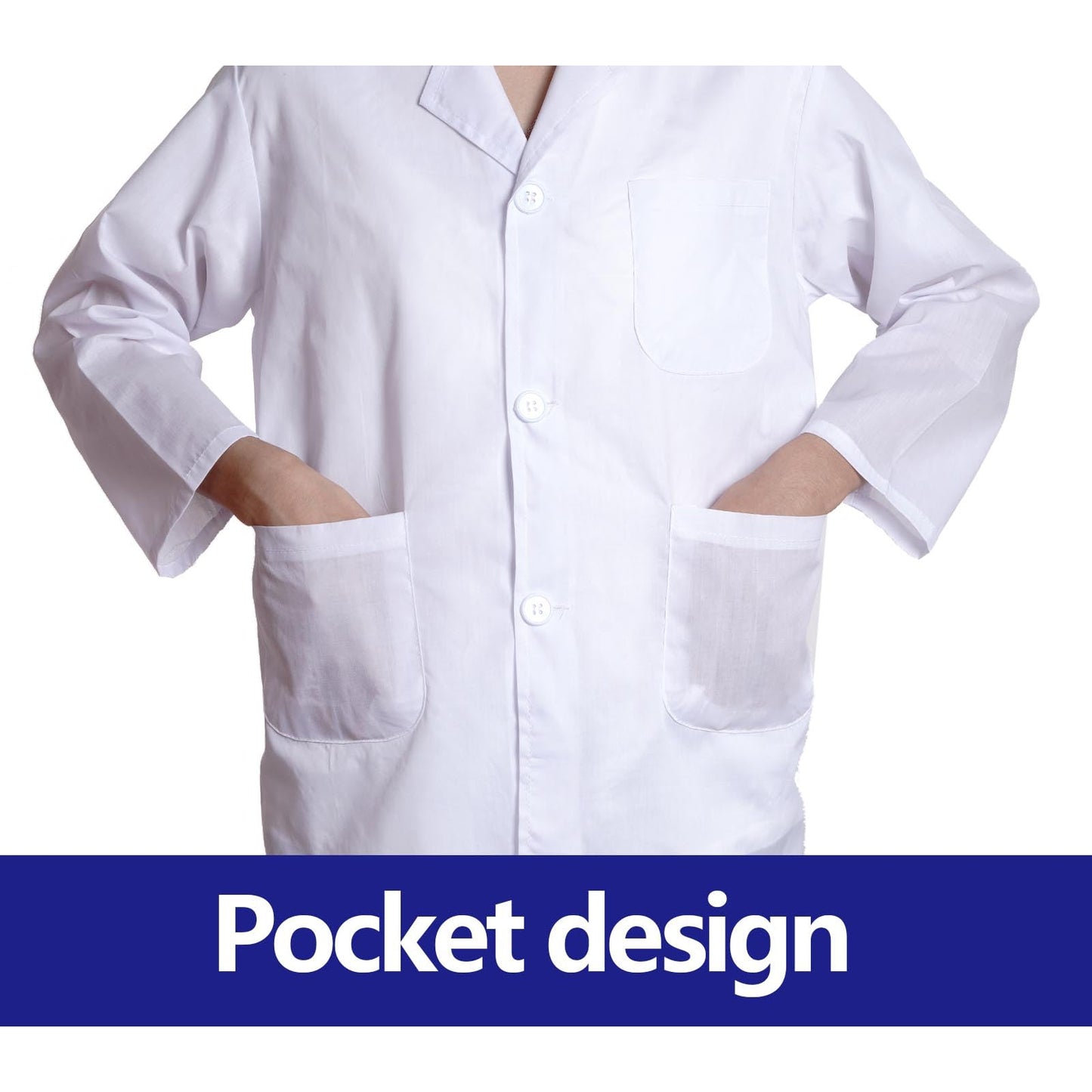 Mifengda Doctor Scientist Kids Costume – Blue Lab Coat, Goggles, ID Card & Magnifying Glass (XL)