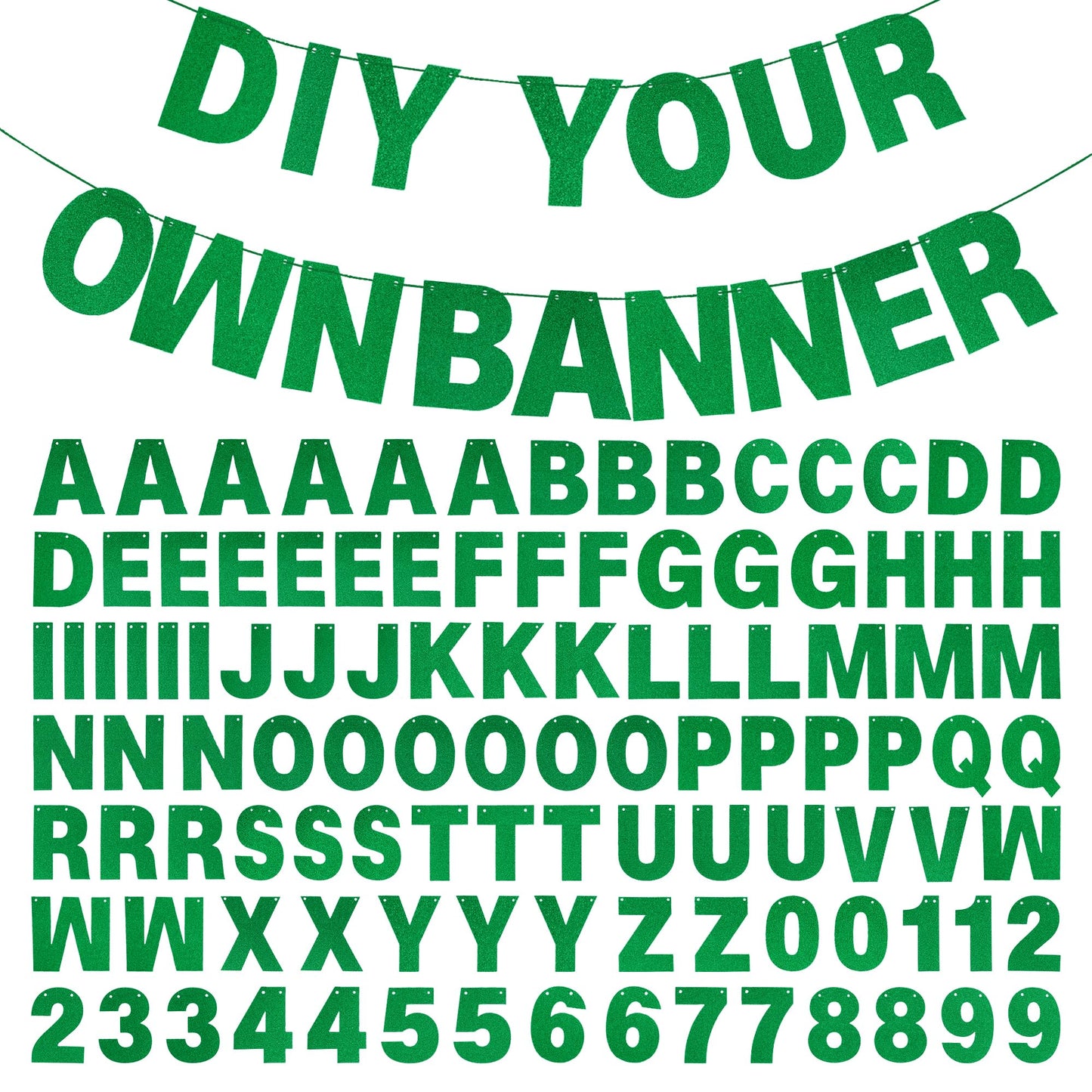 mifengda Green Glitter DIY Banner Kit — Customizable Letters for Birthday & Graduation