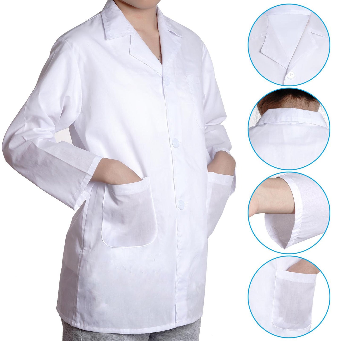 Mifengda Doctor Scientist Kids Lab Coat & Goggles Costume – Small Blue