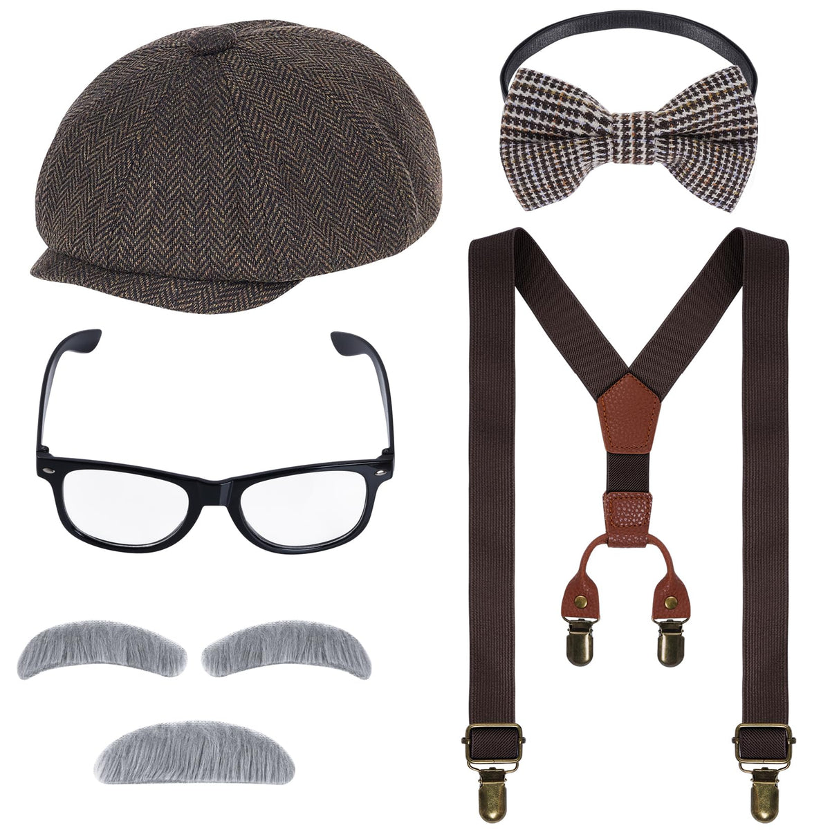 Mifengda Kids Old Man Costume – 1920s Grandpa Dress-Up for Boys