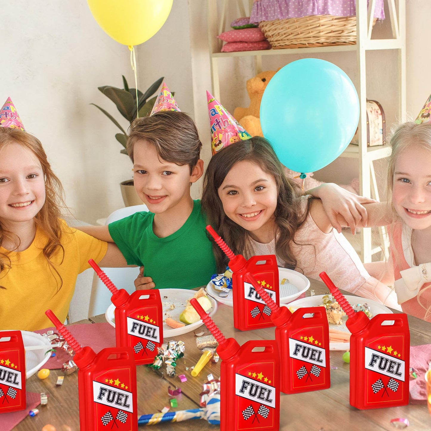 Mifoci 12 Pack Race Car Cups – 11 oz with Straws for Kids Parties