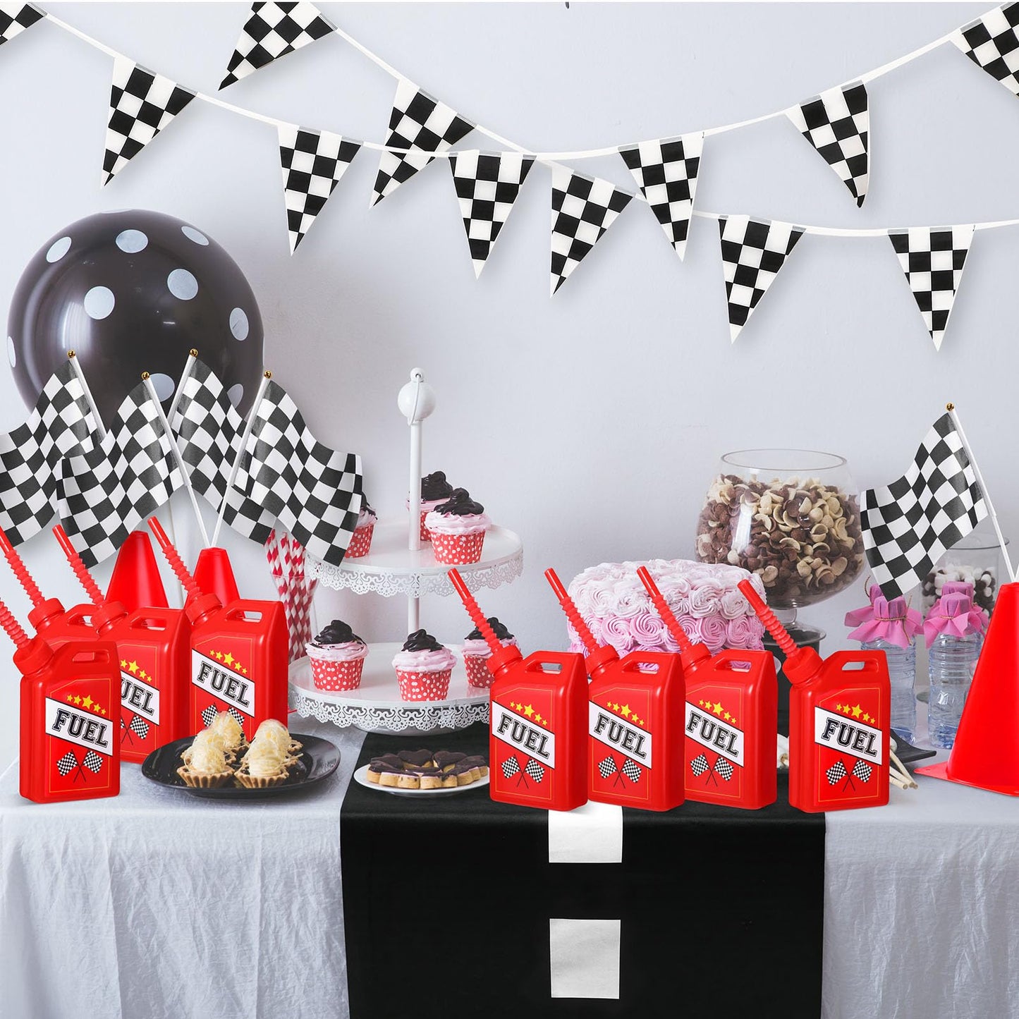 Mifoci 12 Pack Race Car Cups – 11 oz with Straws for Kids Parties