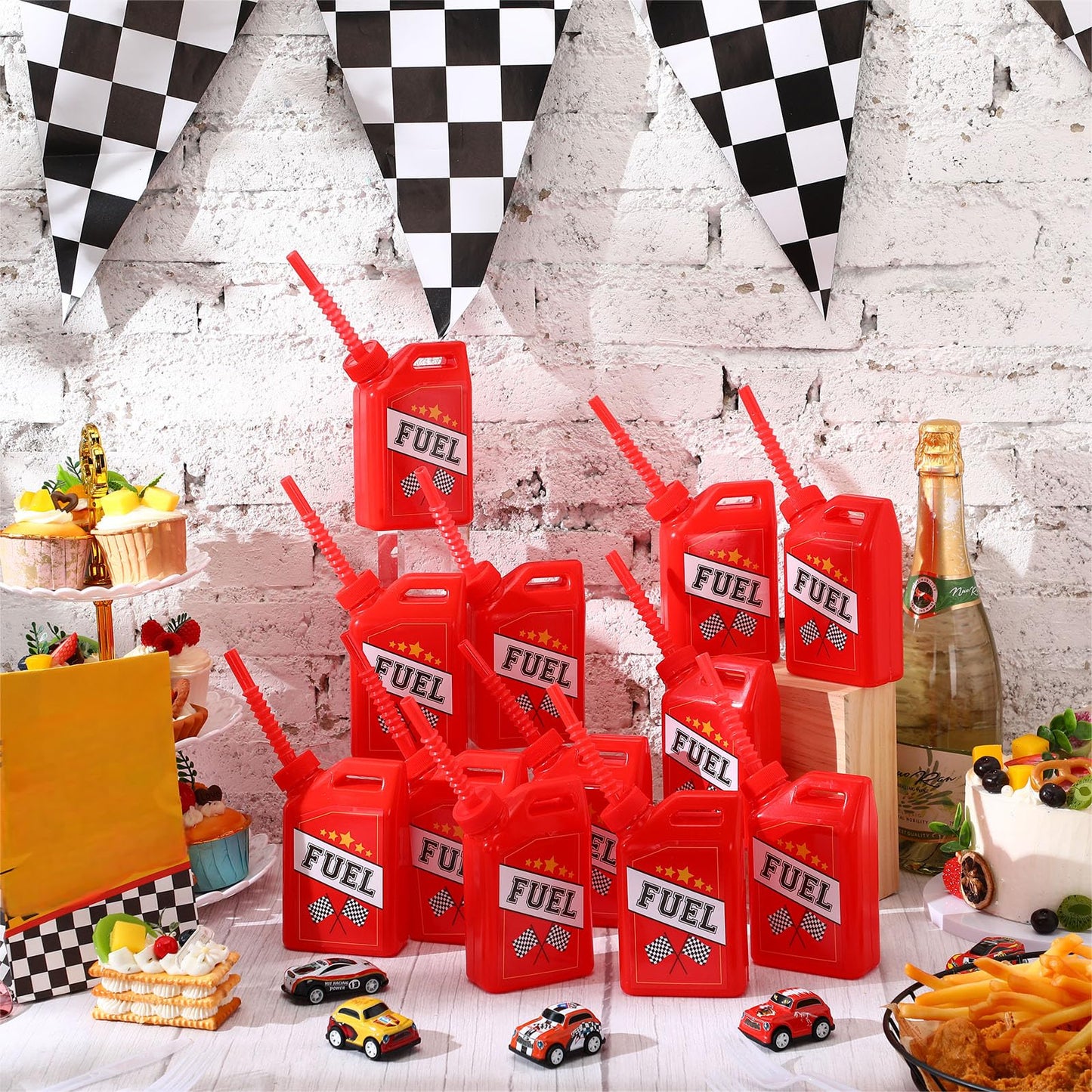 Mifoci 12 Pack Race Car Cups – 11 oz with Straws for Kids Parties