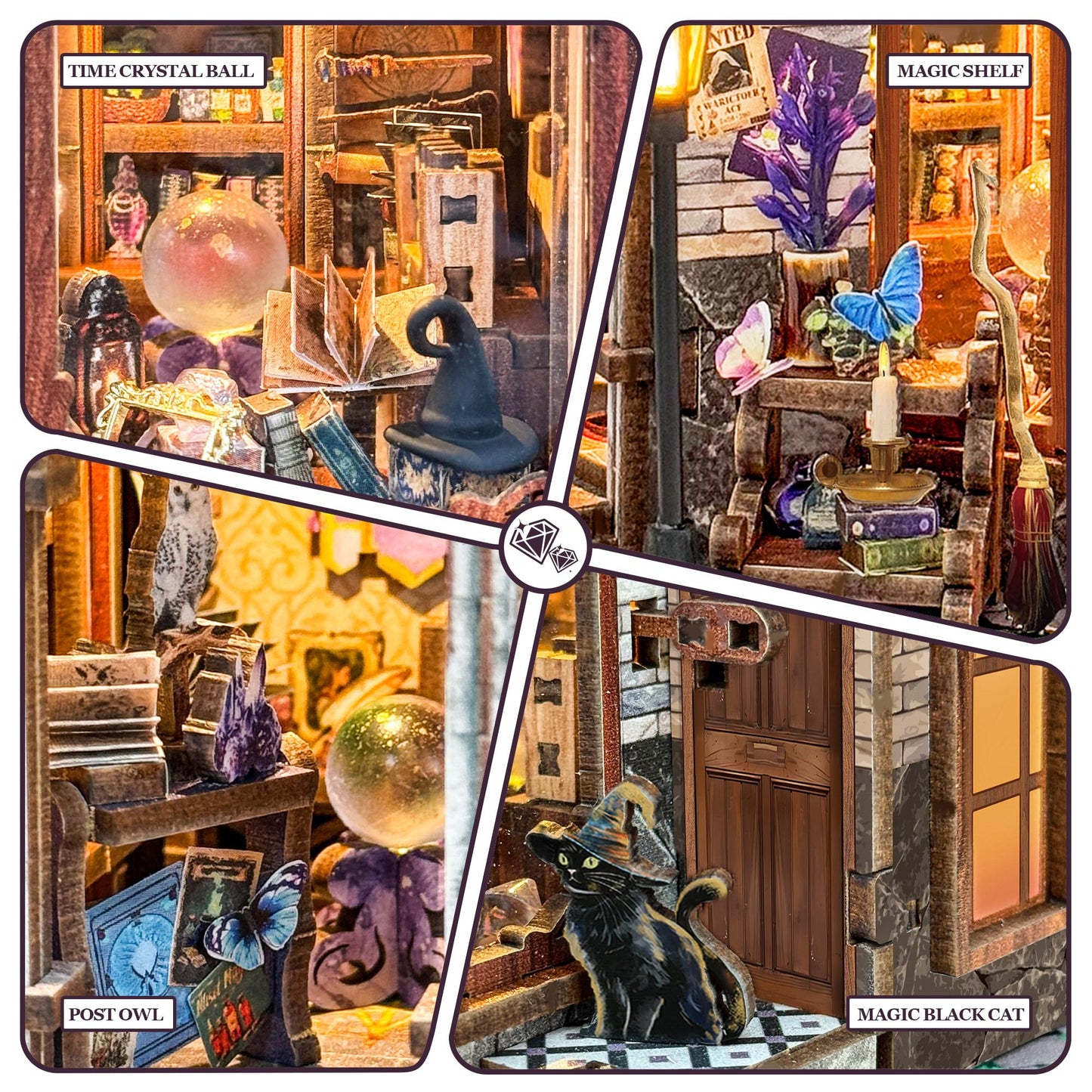 Miggley DIY Miniature House Kit | Time Magic Club Book Nook 3D Puzzle for Adults