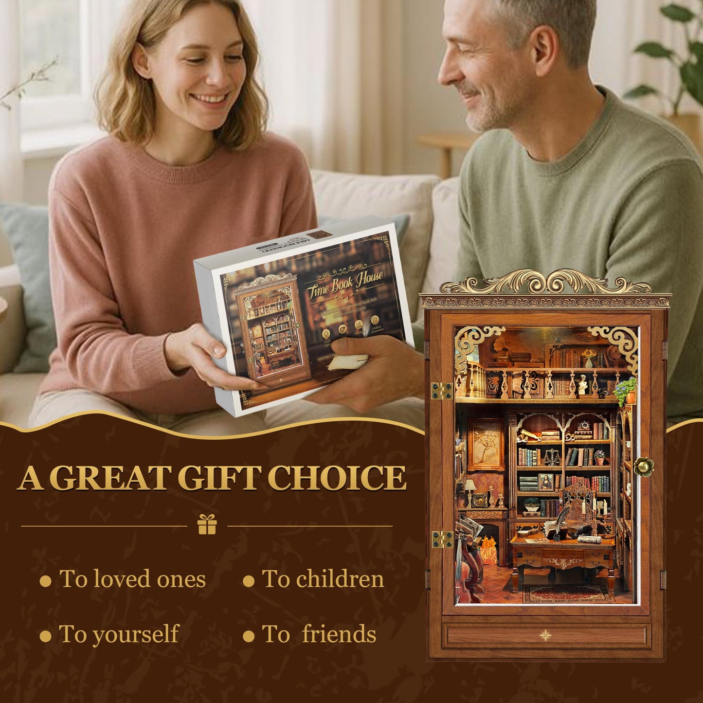 Miggley Time Book Nook Kit – DIY Miniature House for Adults & Bookshelf Decor