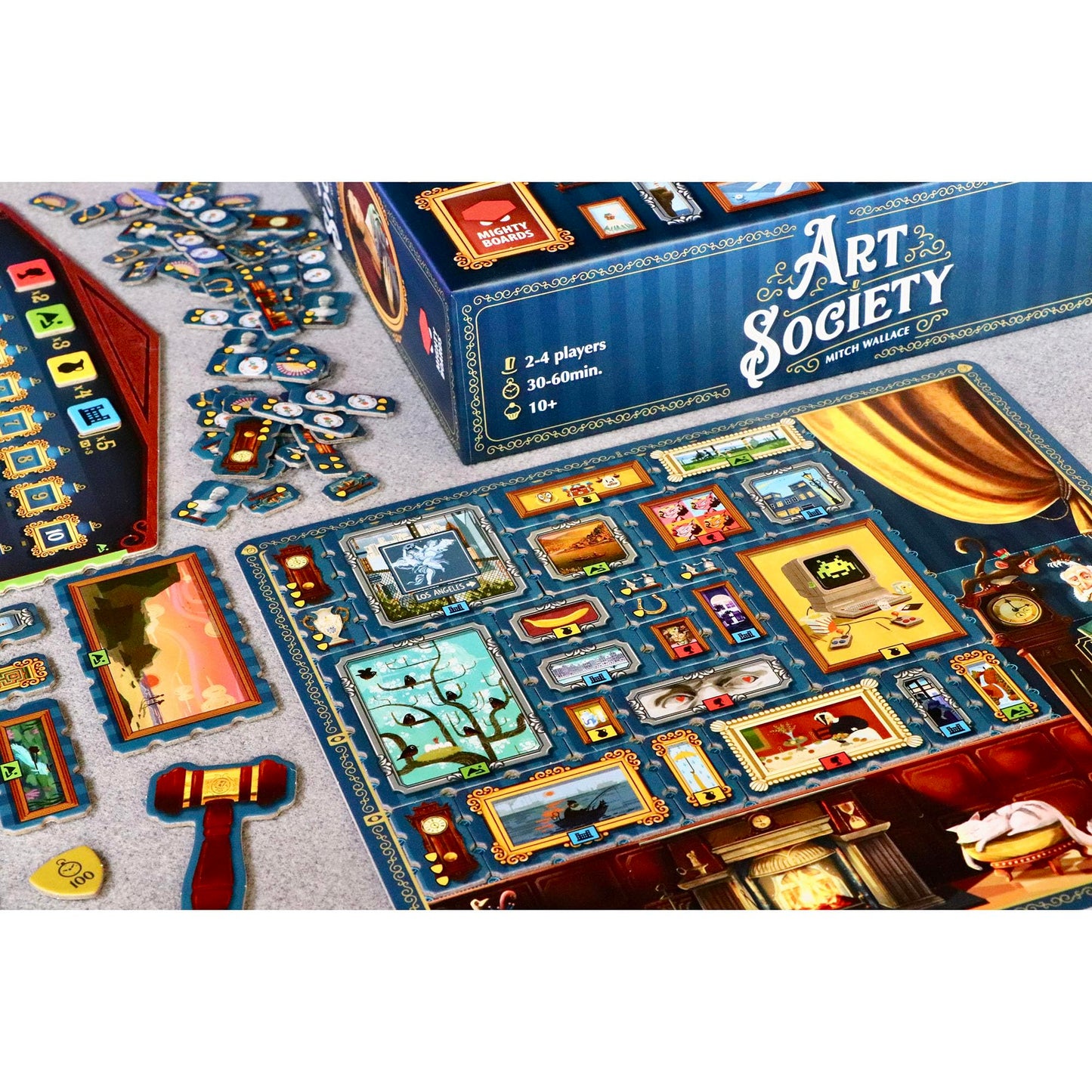 Mighty Boards Art Society: Collection Board Game – Bid, Collect & Display Art | Ages 10+ | 2-4 Players | 30-60 Min