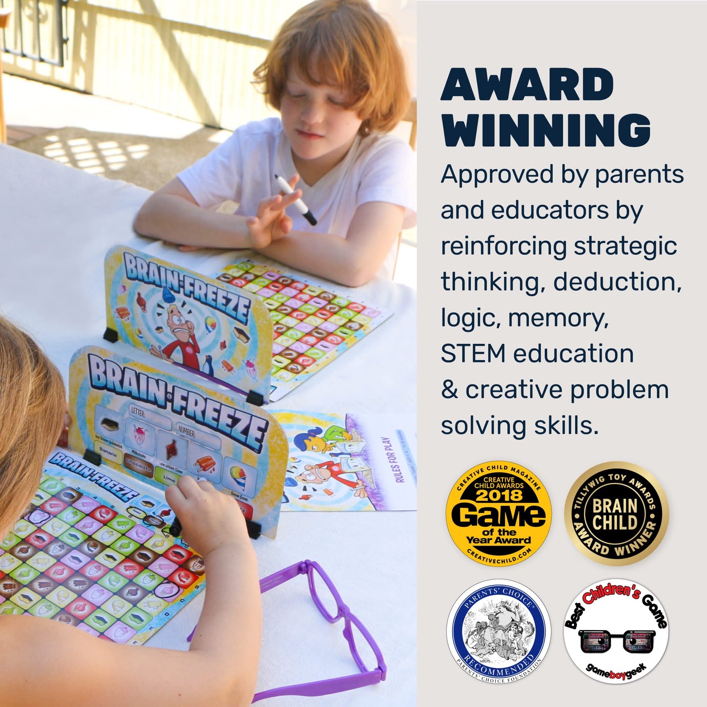 Mighty Fun! Brain Freeze Board Game – Fast Memory & Deduction for Kids & Families | Ages 5+