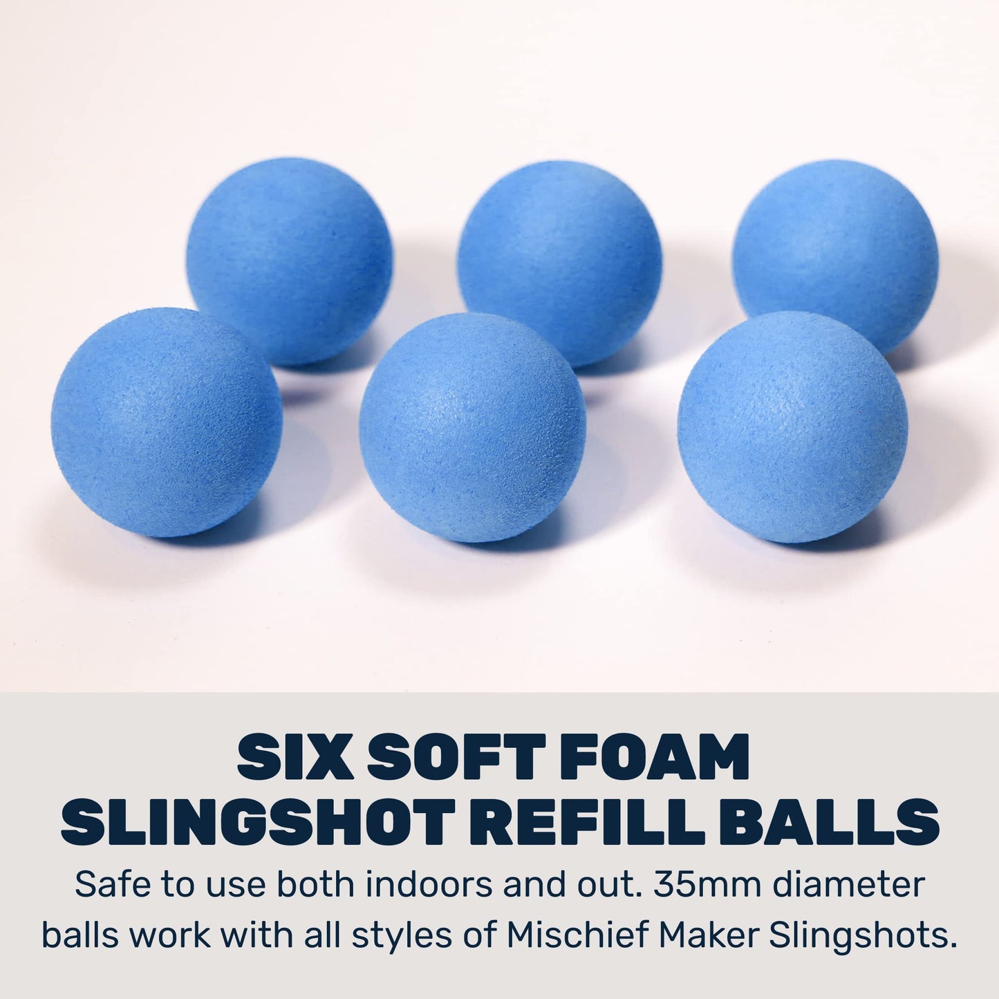 Mighty Fun! Mischief Maker Slingshot Foam Balls Refill Pack – EVA Foam, 6-Pack, Blue