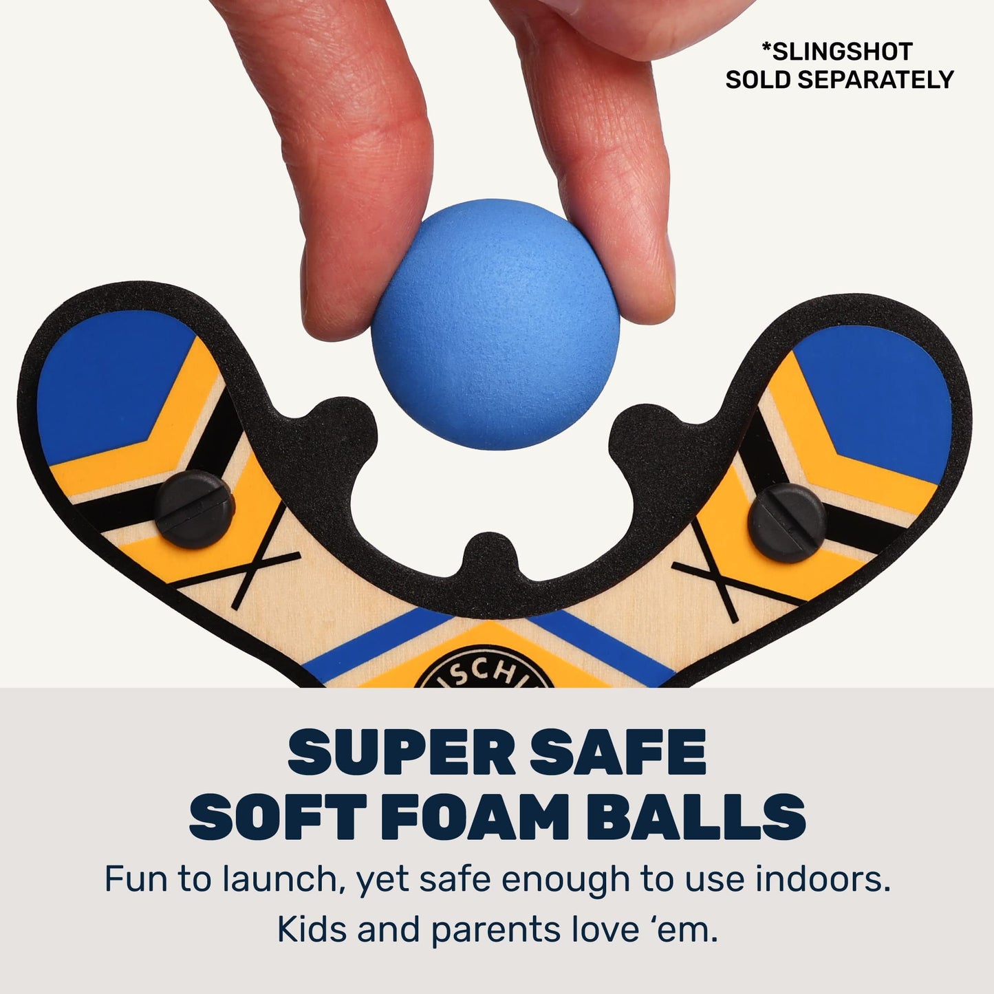 Mighty Fun! Mischief Maker Slingshot Foam Balls Refill Pack – EVA Foam, 6-Pack, Blue