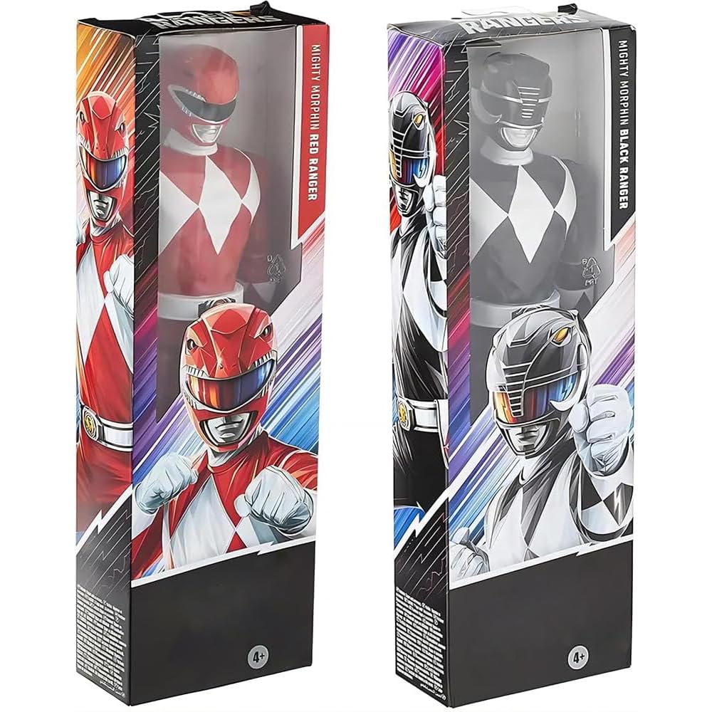 Mighty Morphin Ranger 12-Inch Action Figure Toy (2-Set) — Classic Details, Ball-Joint Articulation