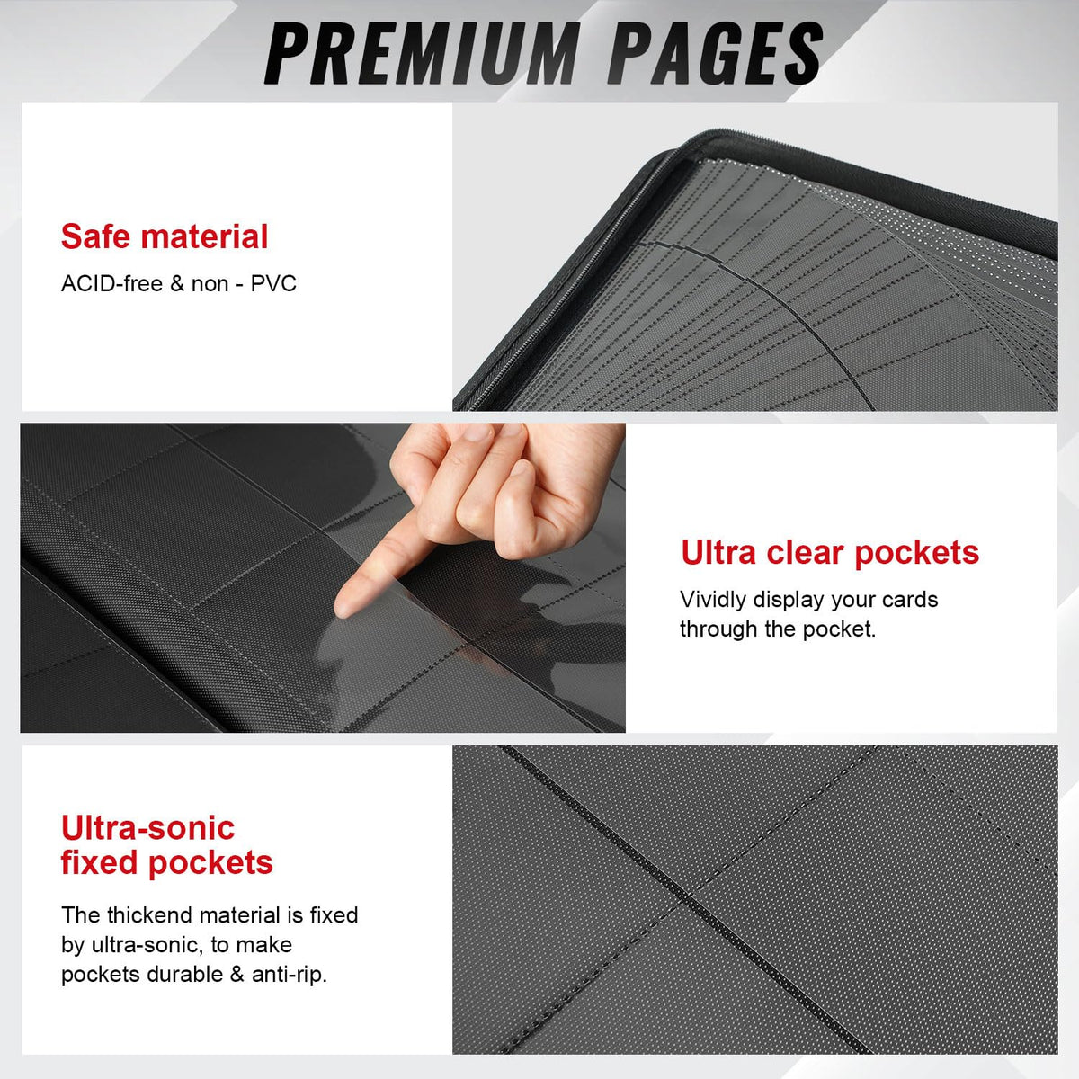 Migitec 16-Pocket Binder for 1280 Trading Cards — Ringless Album with 40 Double-Sided & Side-Loading Pages