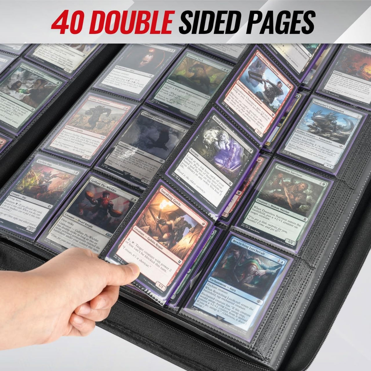 Migitec 16-Pocket Binder for 1280 Trading Cards — Ringless Album with 40 Double-Sided & Side-Loading Pages