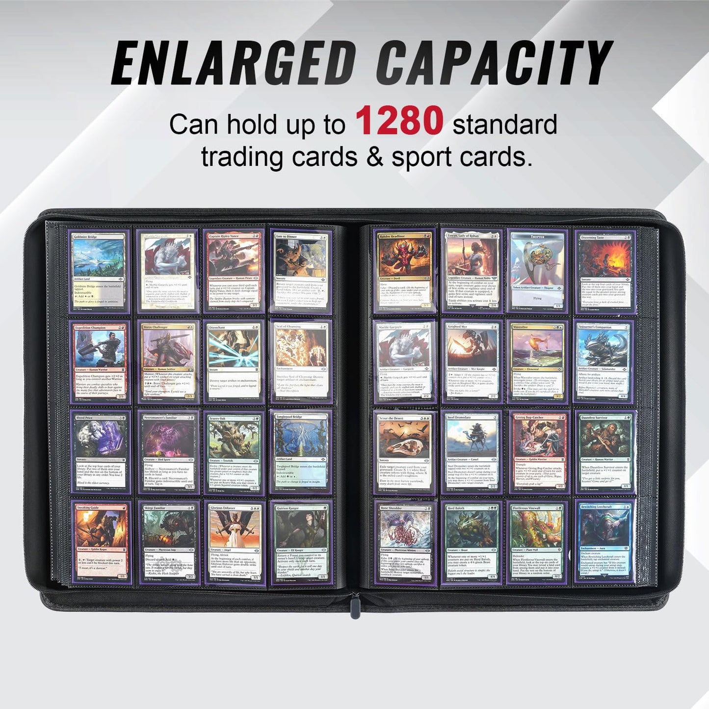 Migitec 16-Pocket Binder for 1280 Trading Cards — Ringless Album with 40 Double-Sided & Side-Loading Pages