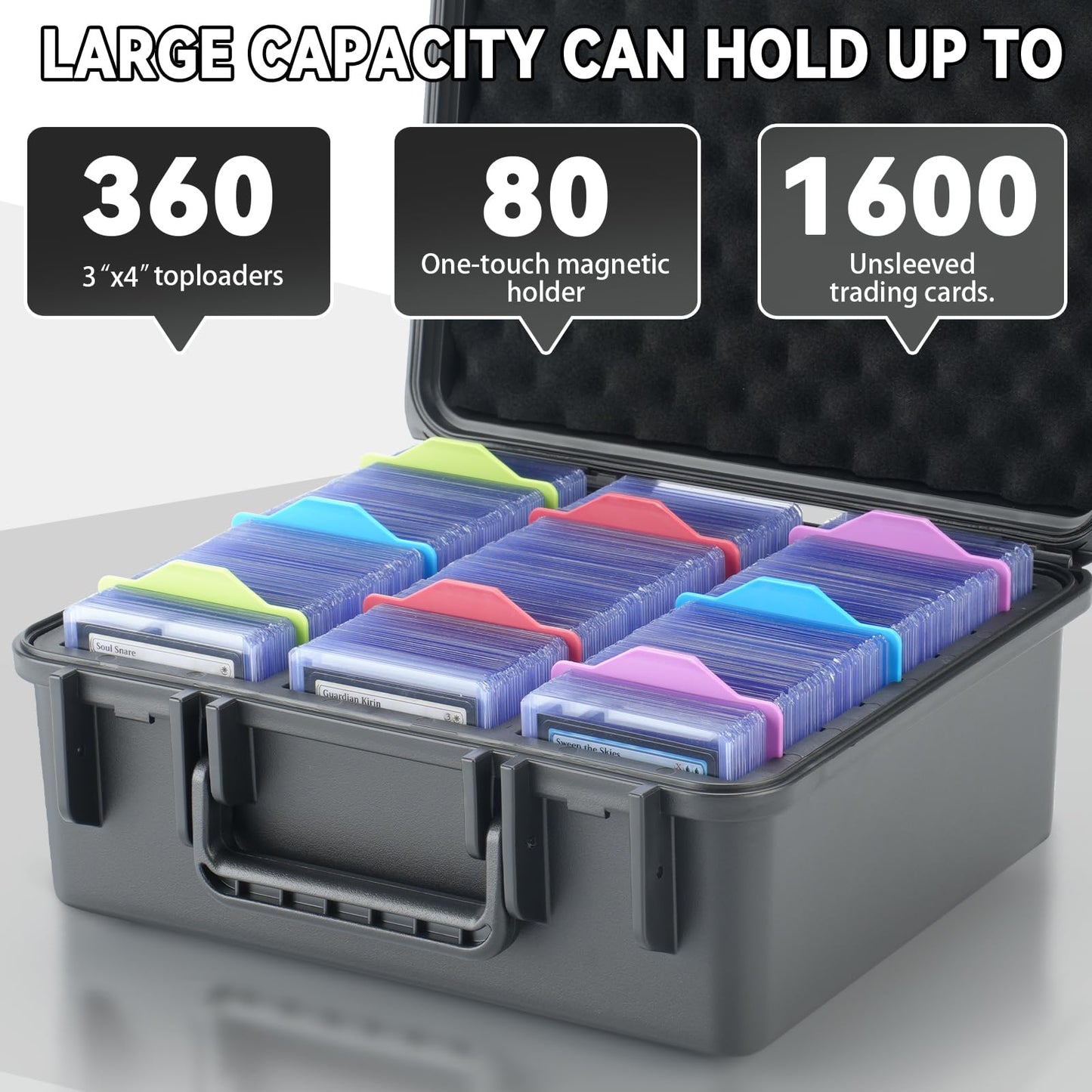 Migitec Toploader Storage Box – 360-Card Capacity, 3x4 Toploaders, Durable Rigid Card Holder Case