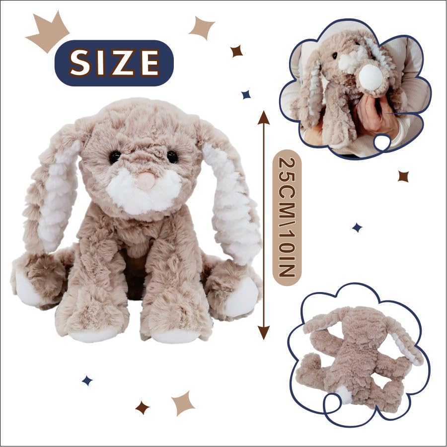 Mikee Fluffie Bunny Stuffed Animal — 9-Inch Plush Bunny with Safe, Washable Fur