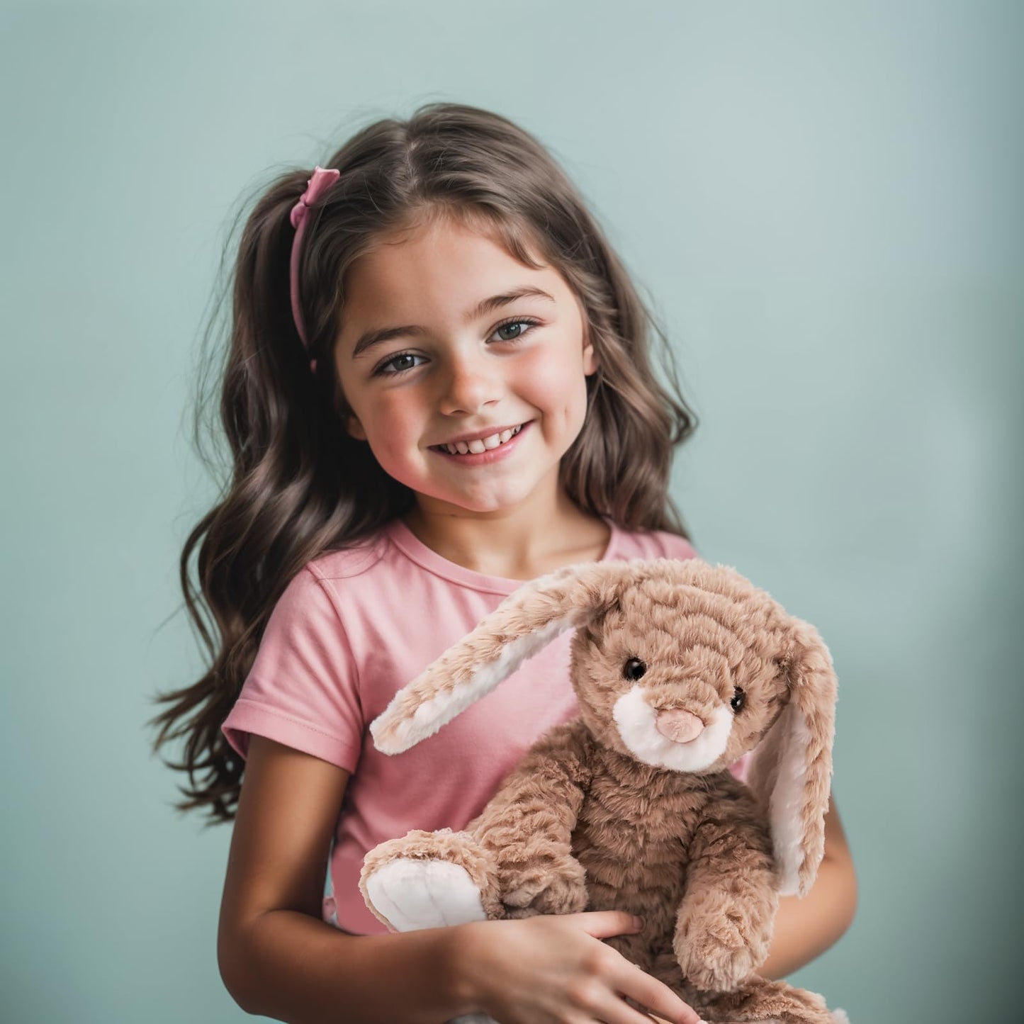 Mikee Fluffie Bunny Stuffed Animal — 9-Inch Plush Bunny with Safe, Washable Fur