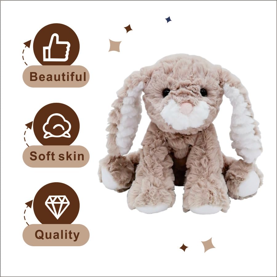 Mikee Fluffie Bunny Stuffed Animal — 9-Inch Plush Bunny with Safe, Washable Fur