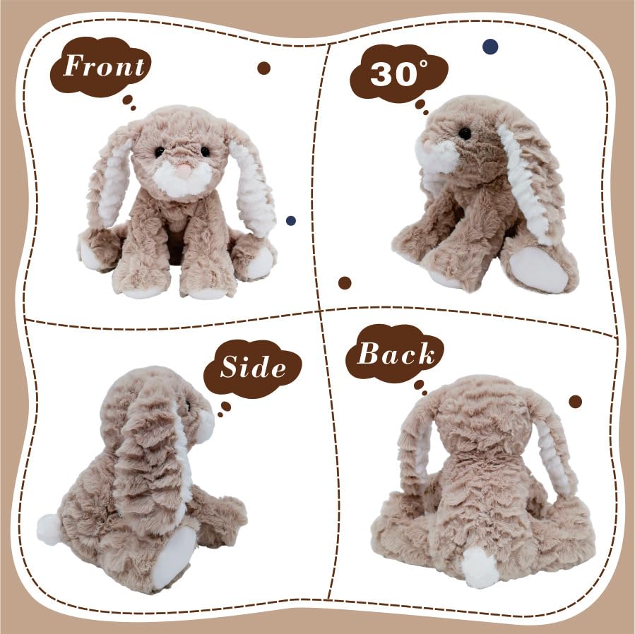 Mikee Fluffie Bunny Stuffed Animal — 9-Inch Plush Bunny with Safe, Washable Fur
