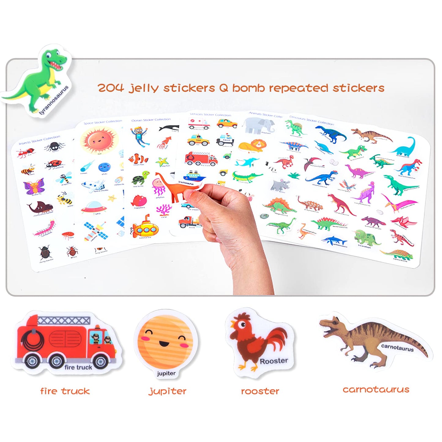 MIKNEKE 6 Pack Jelly Reusable Sticker Books for Toddlers (1-4 Years) | Portable Travel Activity Books