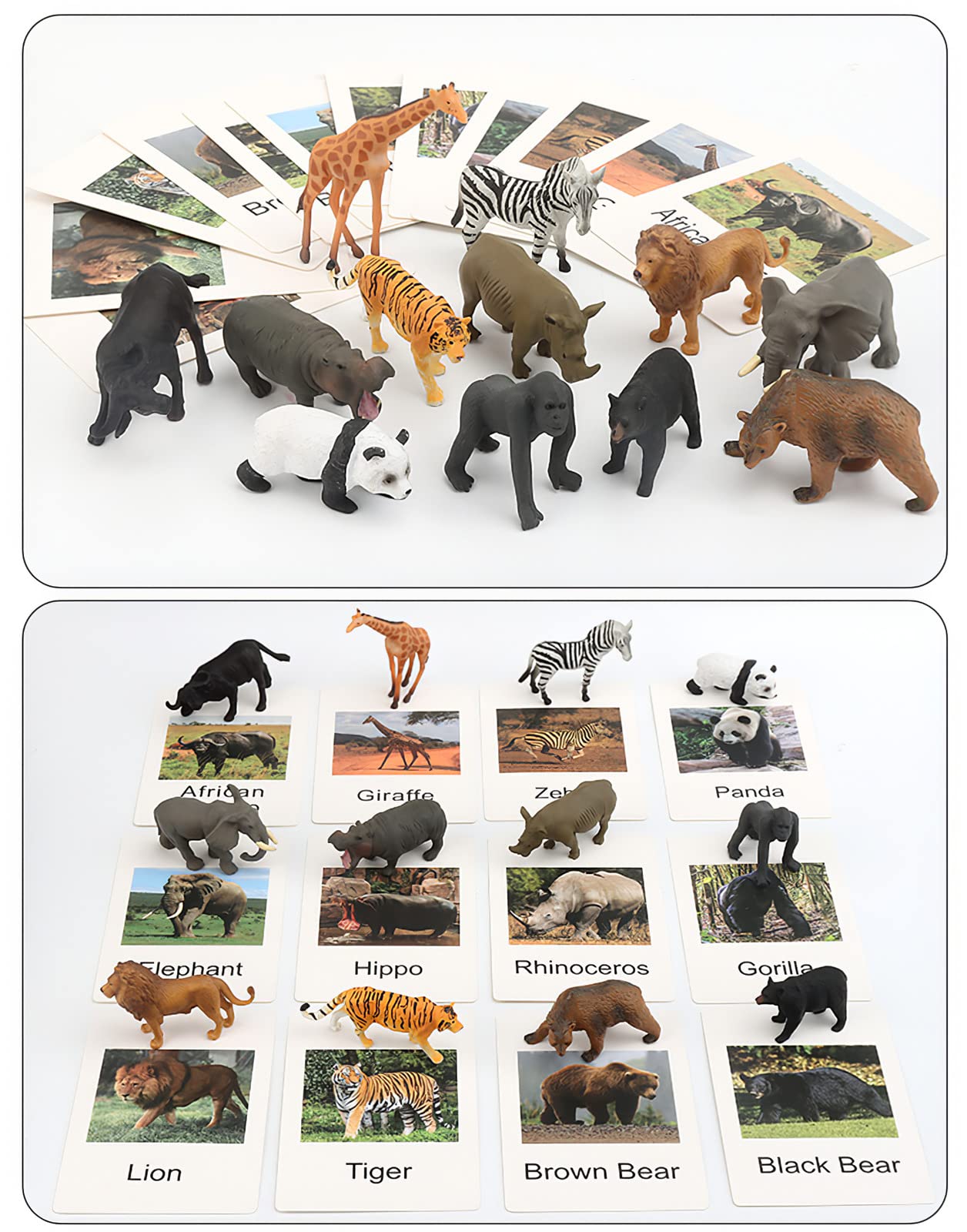 MIKNEKE 24 Small Animal Figurines – Montessori Matching Game for Preschool Learning