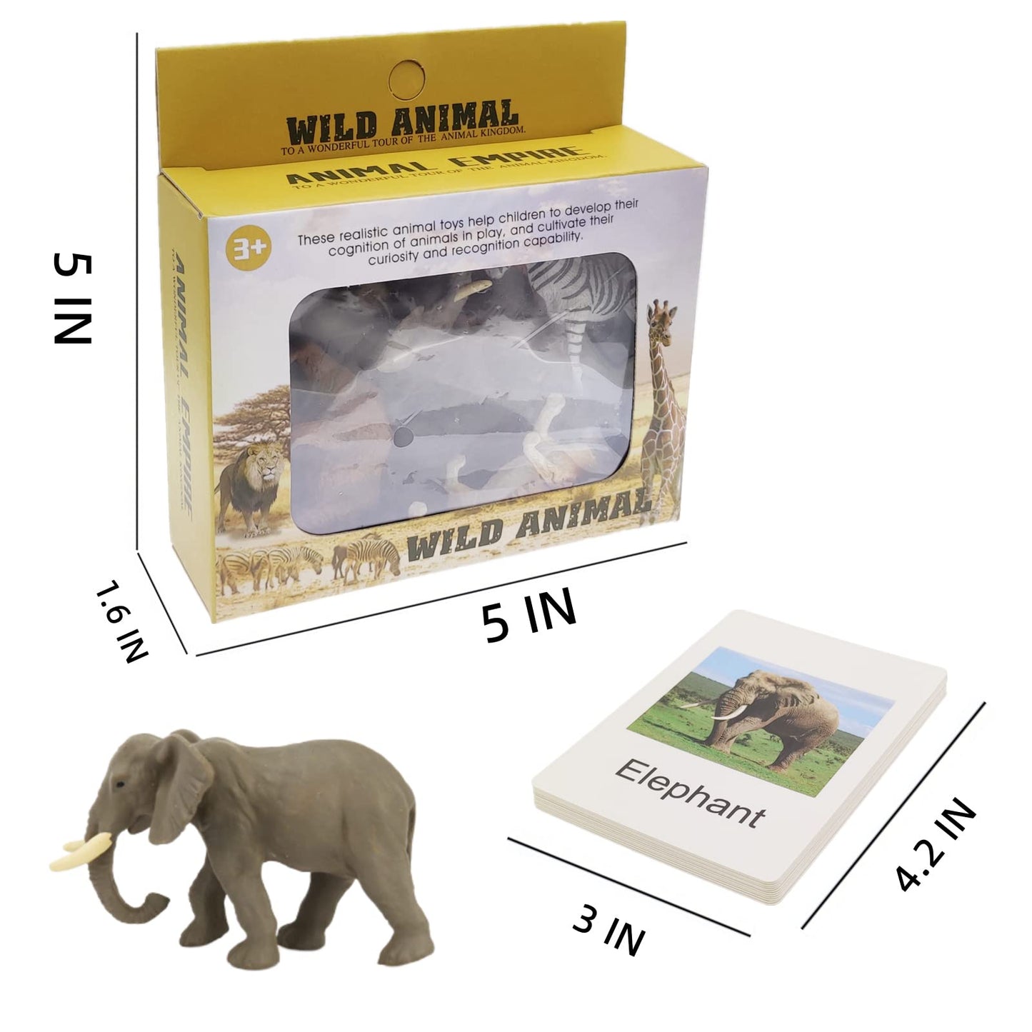 MIKNEKE Montessori Animal Figures with Flash Cards – 12 Realistic Zoo Toys