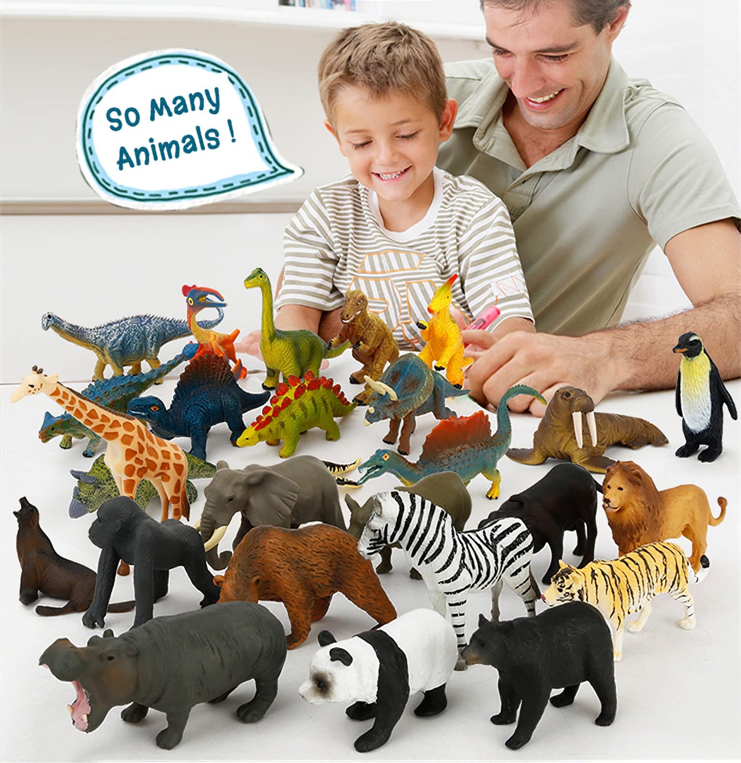 MIKNEKE 24 Small Animal Figurines – Montessori Matching Game for Preschool Learning