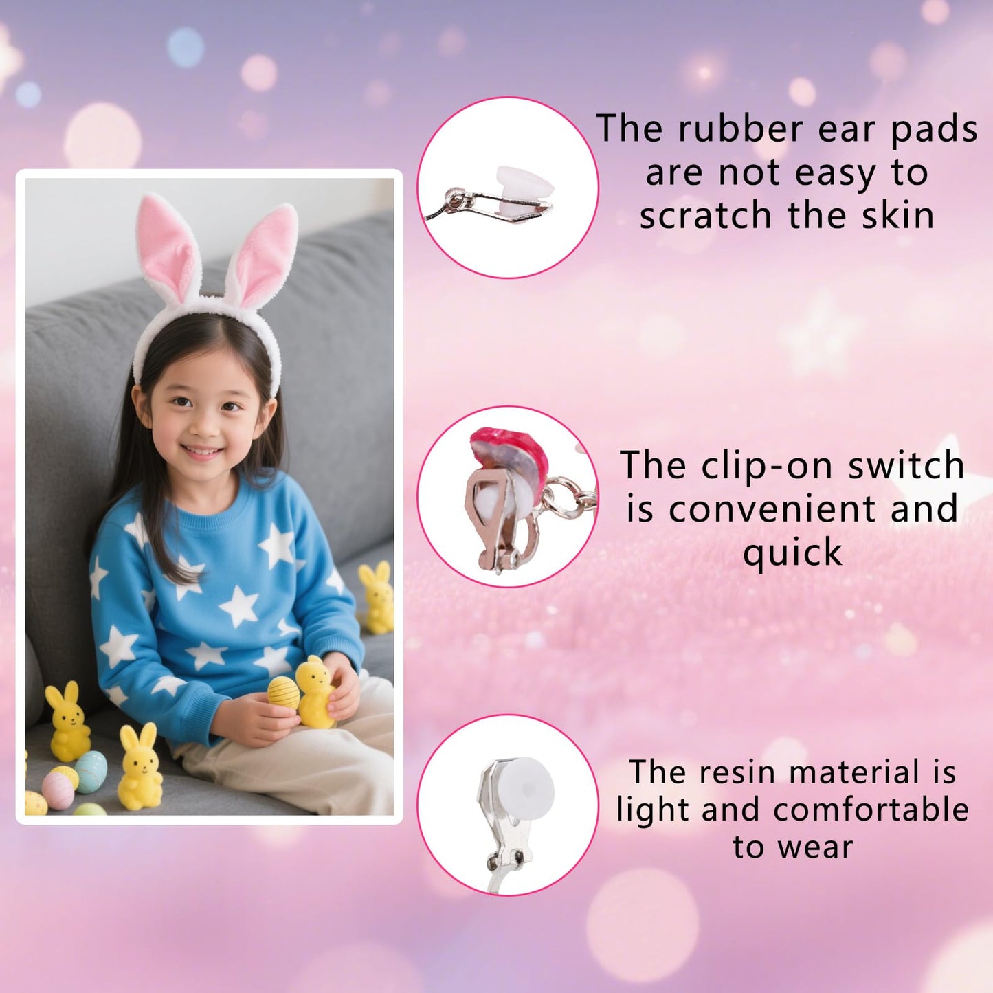 Mikovivi 6 Pairs Clip-On Earrings for Kids | Colorful Resin No Pierced Design