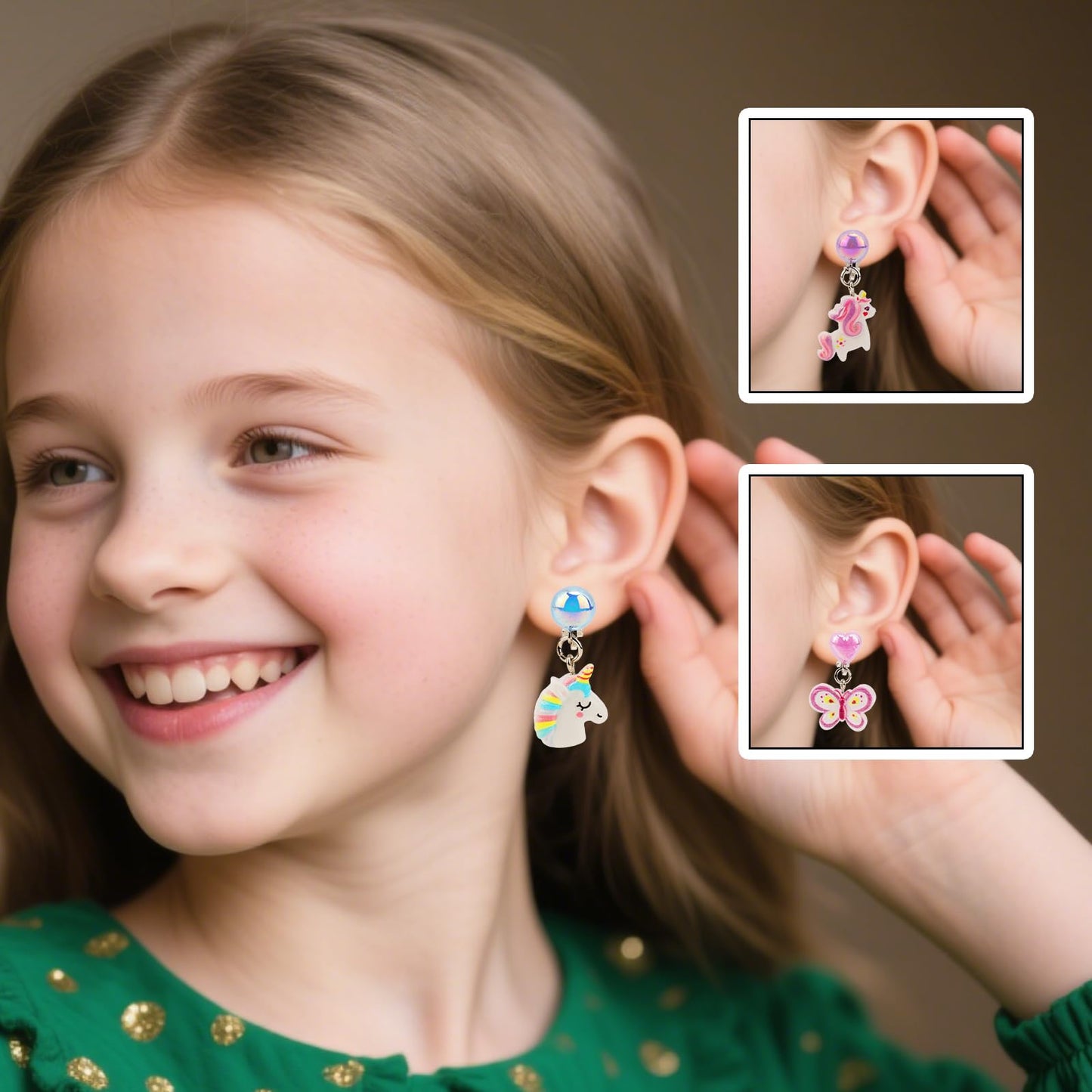 Mikovivi 6 Pairs Clip-On Earrings for Kids | Colorful Resin No Pierced Design