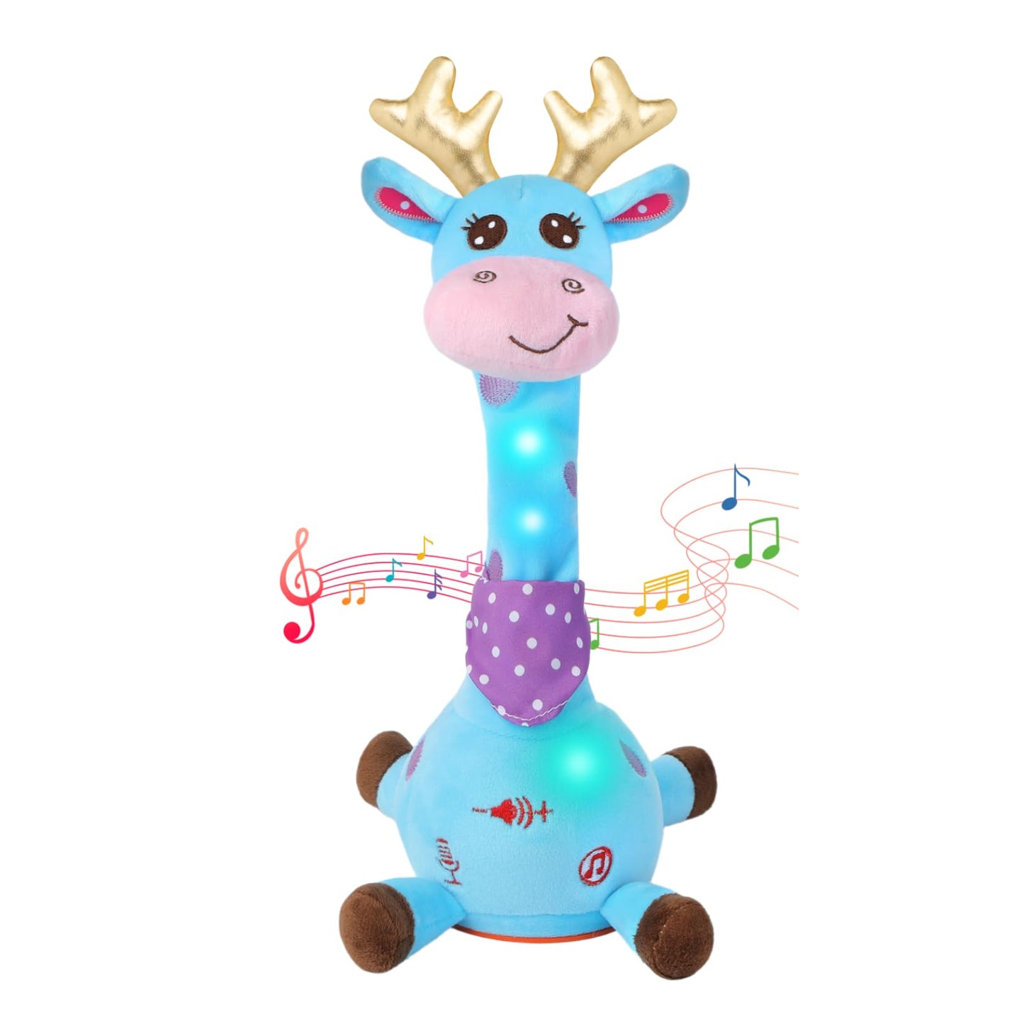MILEGI Dancing Talking Giraffe Toy – 10 Songs, Adjustable Volume, Light-Up Tummy Time